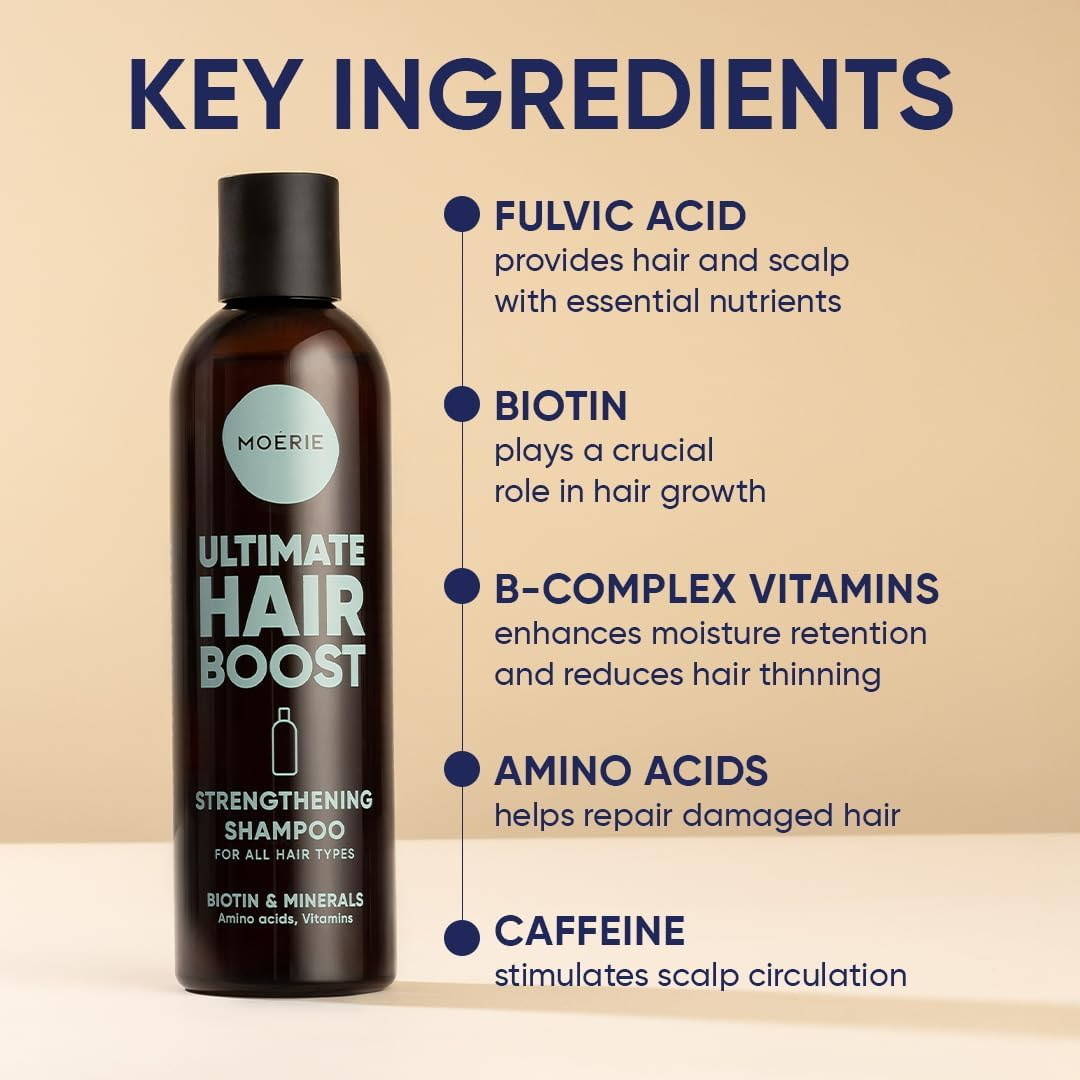 Moerie Ultimate Hair Growth Shampoo &ndash; for Longer, Thicker, Fuller Hair - Vegan Friendly Volumizing Hair Products &ndash; Paraben & Silicone Free &ndash; All Hair Types &ndash; Reverse Hair Loss &ndash; 8.45 Fl Oz, Double Set image number 1