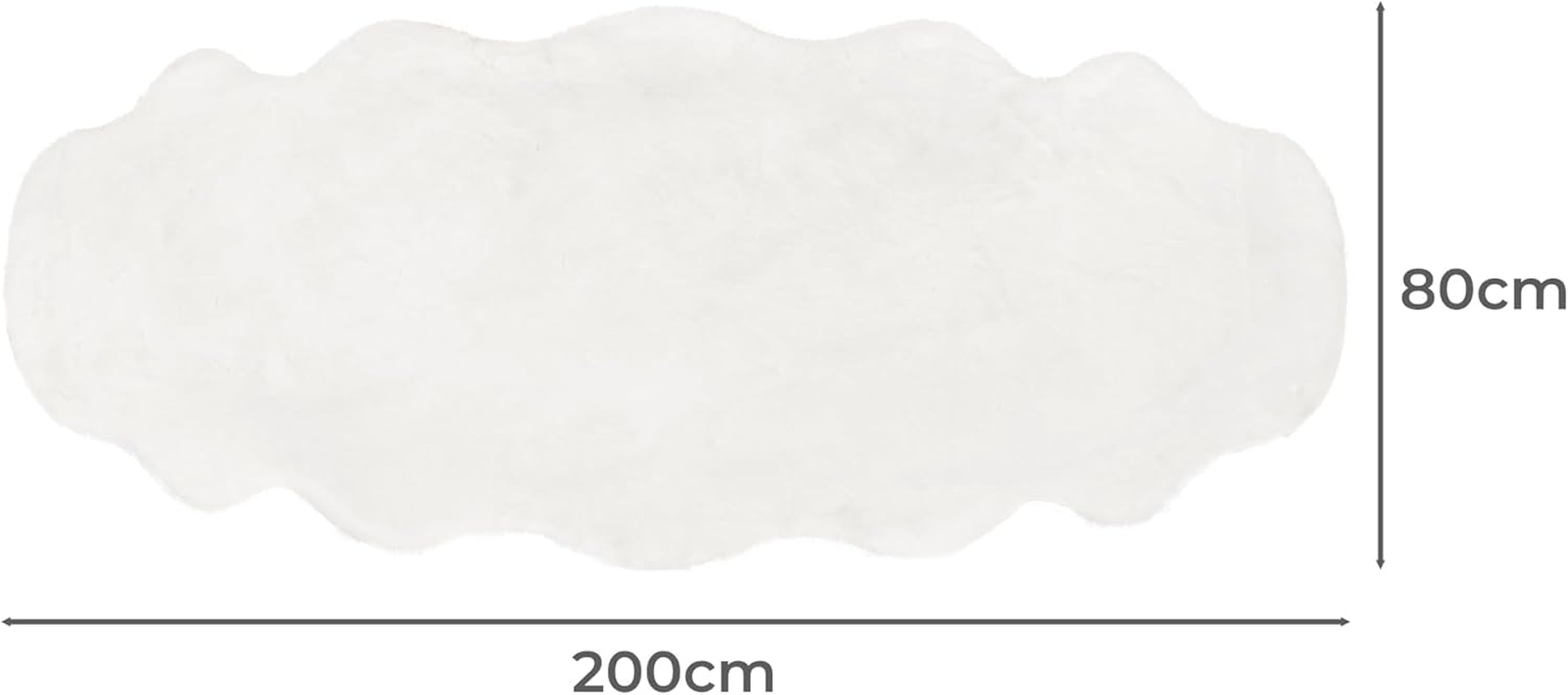 MARLOW Fluffy Shaggy Rug Anti-Slip, Faux Fur Sofa Rugs, Super Soft Floor Carpet for Bedroom, Living Room, Office (200X80Cm,White) image number 5