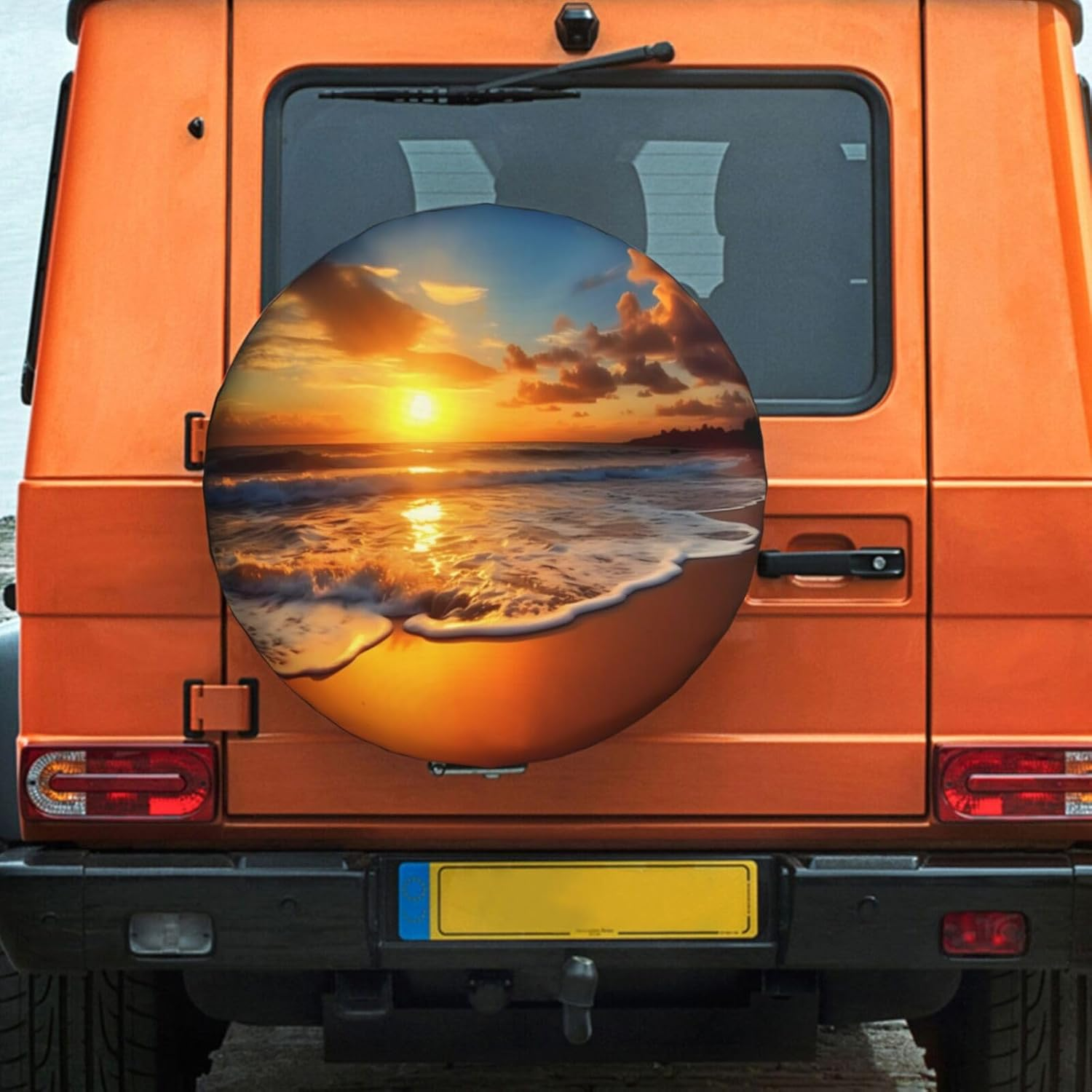 14 Inch Tire Cover Sunset Beach Weatherproof Spare Tire Covers Dustproof Wheel Protectors Universal Fit for Rv Trailer SUV Truck Camper image number 3