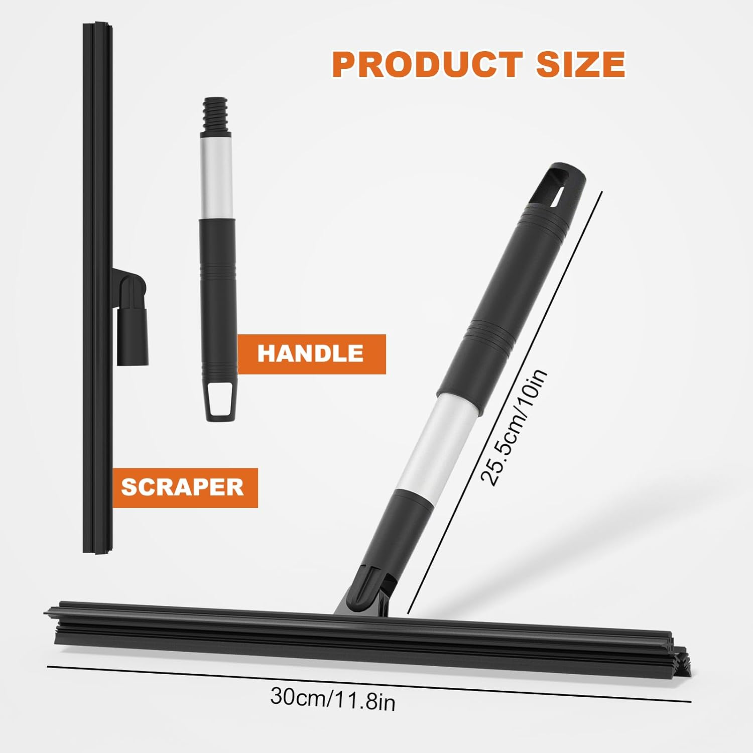 TMA All-Purpose Shower Squeegee, Silicone Glass Doors Squeegee, Bathroom Cleaner Tool for Shower Doors, Windows, Mirrors, Tiles and Car Window, Black image number 4