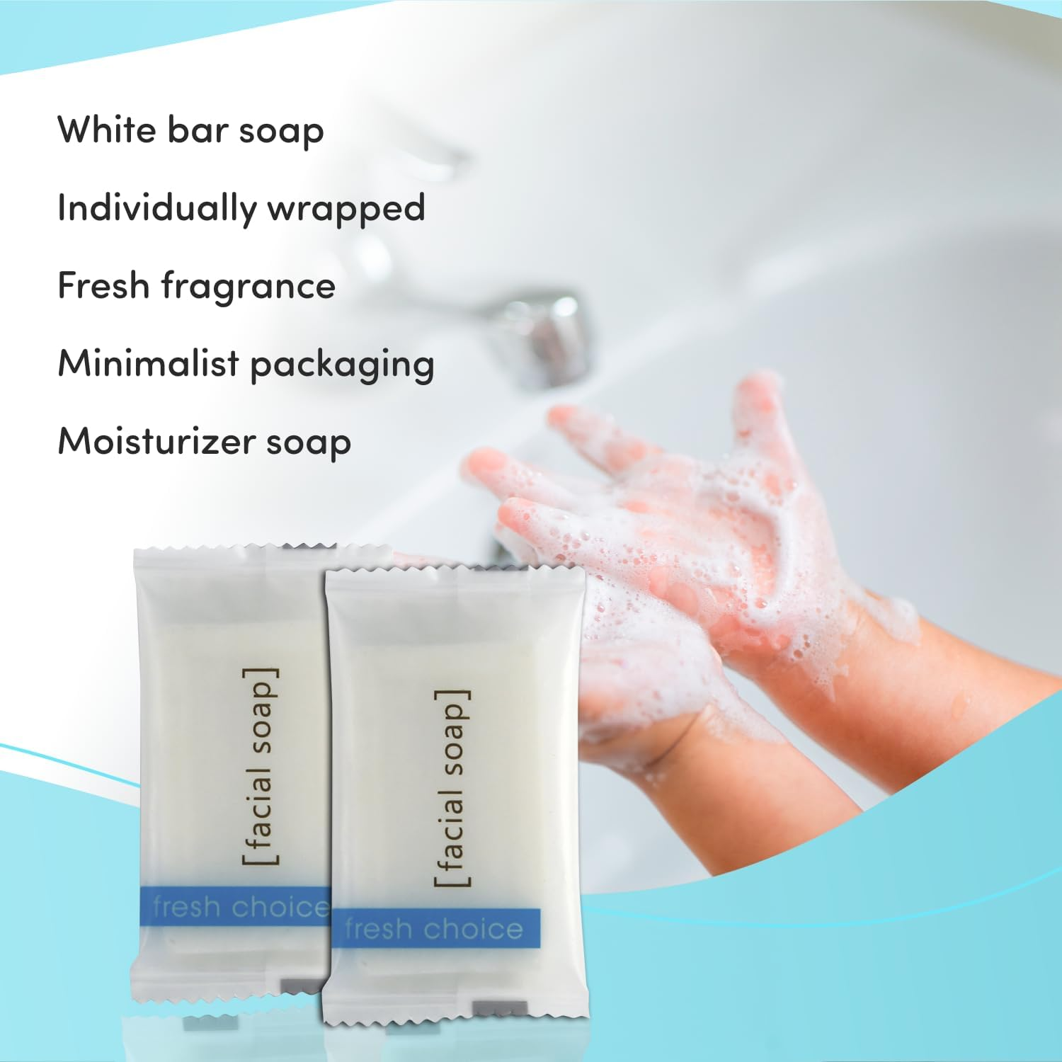 Soap Hotel Facial Bar Individually Wrapped # 3/4 Travel for Airbnb, Spa, Guest Room, Motels. 100 Pack. image number 3