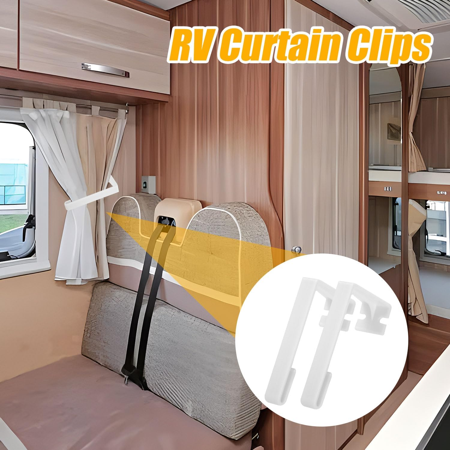 PEUTIER 4 Pack RV Curtain Track Clip Set, Plastic RV Side Curtain Holder Camper Window Curtain Hold down RV Parts and Accessories (White) image number 2
