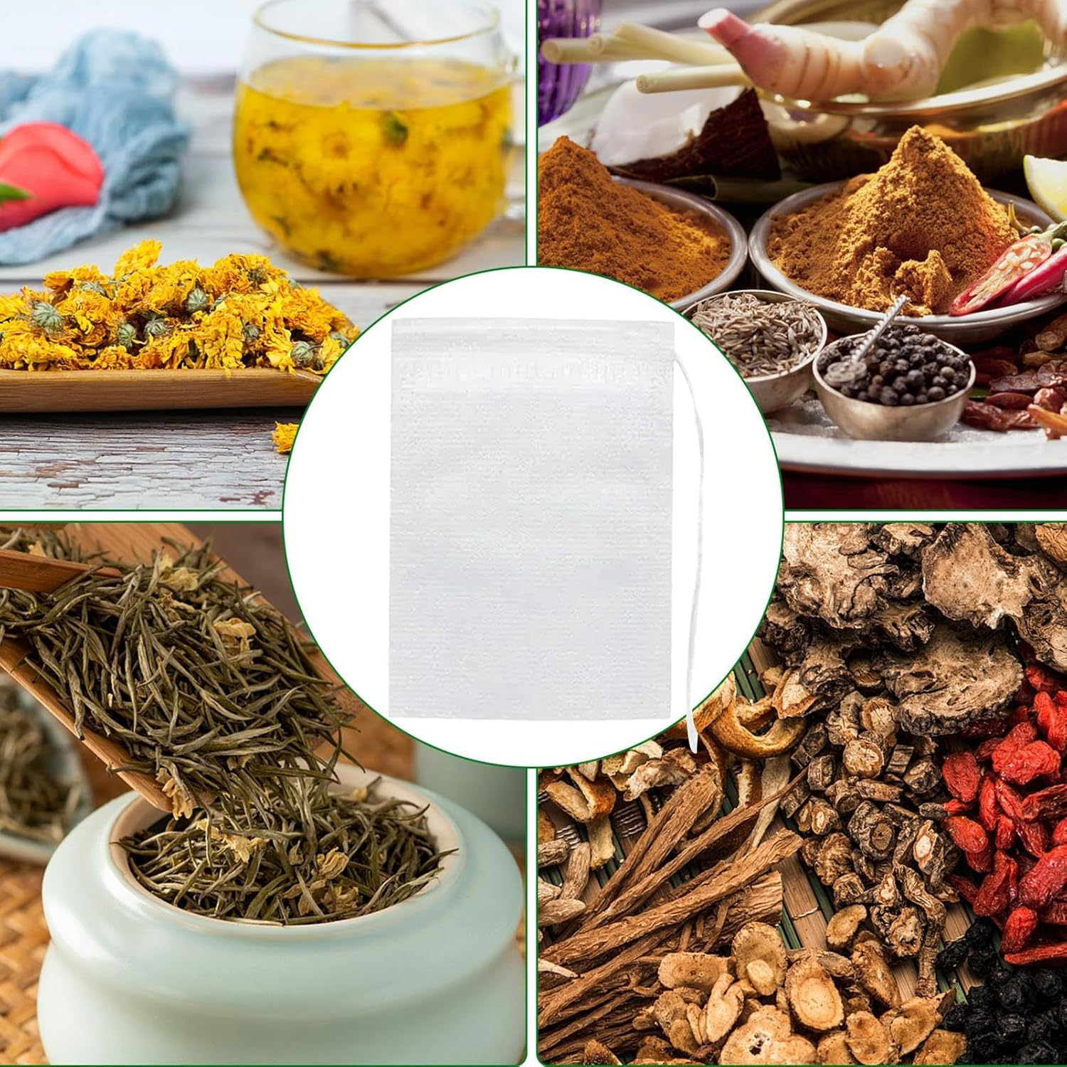 Empty Tea Bags with String | Non Woven Drawstring Hot Pot Buns for Loose Tea - Medicine Decoction Bag with Breathable Fine Mesh, Soft Multifunctional Foot Bath Bag for Tea Pochy