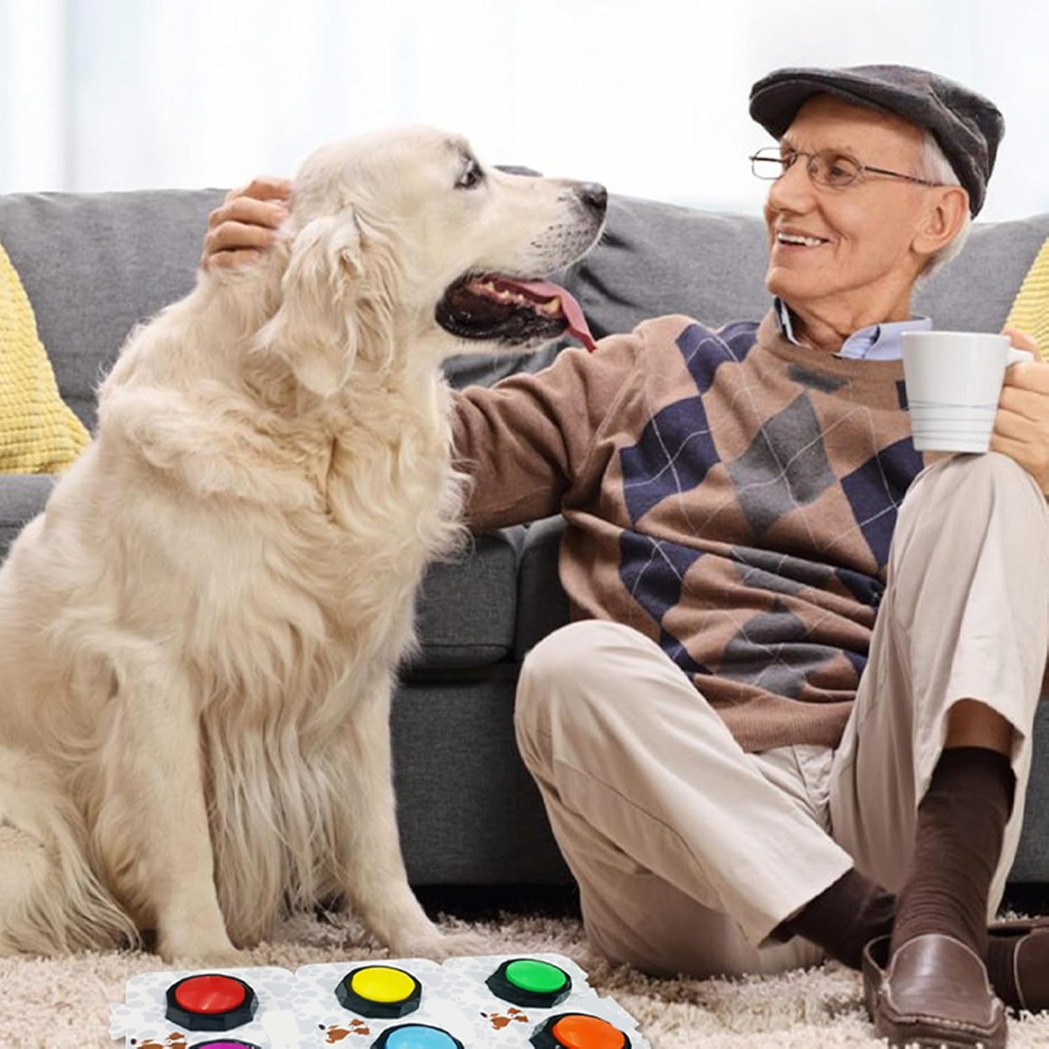 Dog Talking Button Set, Recordable Button Dog Training Buttons, Dog Buttons for Communication and Voice Recordings Buzzer 30 Sec Record and Playback Sound Cat Buttons for Communication(#1) image number 5