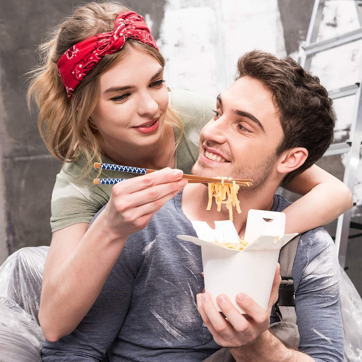 Antner 10 Pairs Natural Bamboo Chopsticks Japanese Style Reusable Chop Sticks, Dishwasher Safe Chopstick Set, 8.8 Inch/22.5Cm