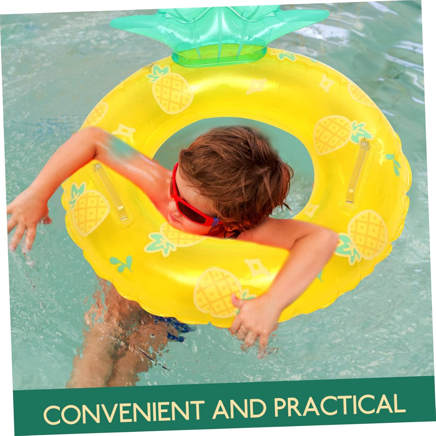 WOONEKY Pineapple Swimming Ring Inflatable Pool Swim Toy Kids Swim Ring Portable Swim Float Swim Accessory Swimming Supply Kids Float Ring Inflatable Swimming Ring Kid Toy Child Summer PVC image number 2