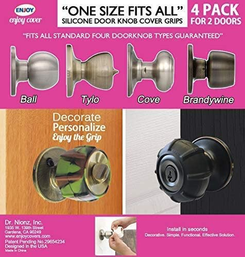 New Enjoy Cover - Silicone Door Knob Grips Maximum Grip Nonslip Arthritis & Senior Living Aids Grippy Easy Open Fits All Door Knob Universal Size Decorative ! 4 Pack (Black) image number 3