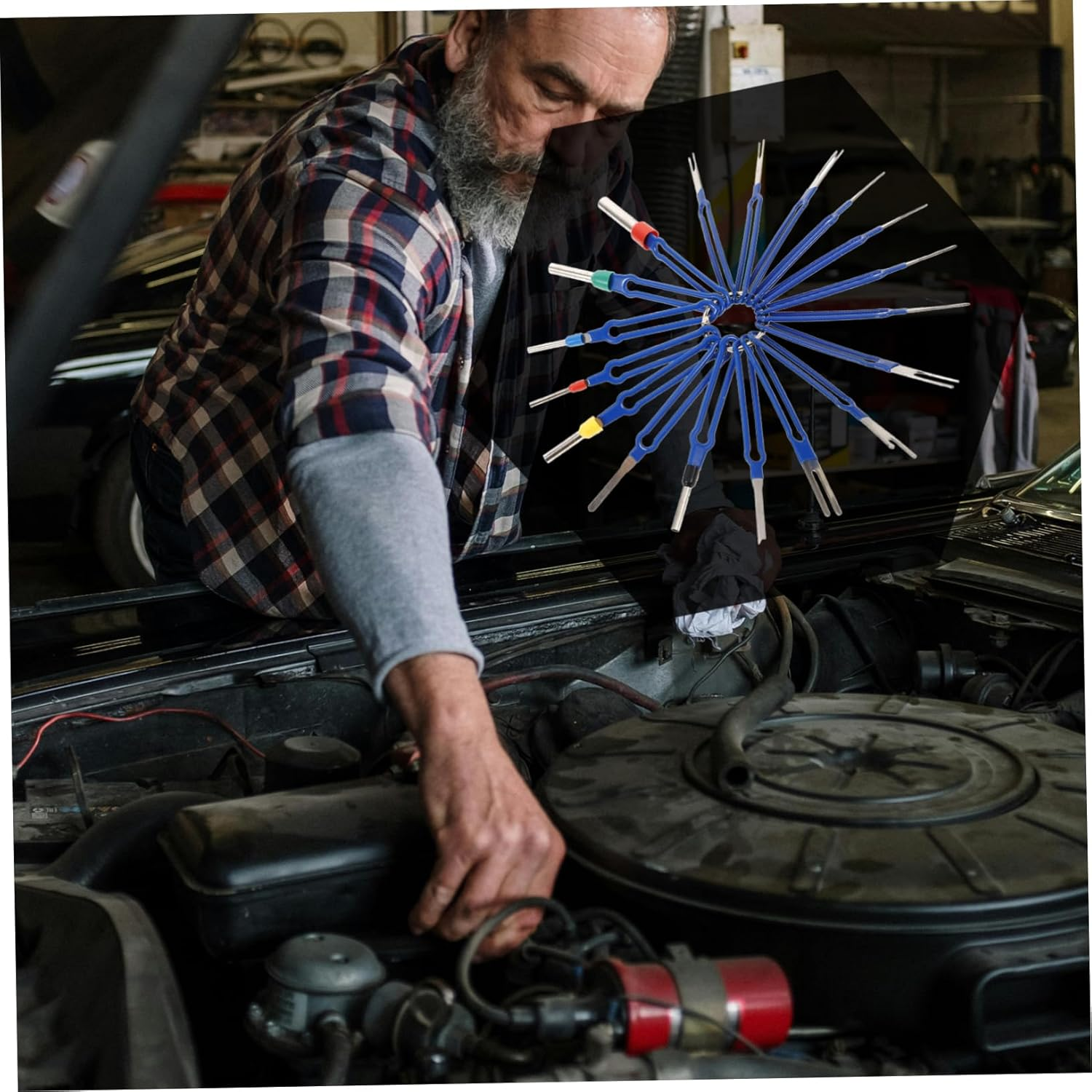 TOPPERFUN 18Pcs Professional Automotive Wire Harness Disassembler Terminal Removal Tool Pin Extractor Electrical Tools Easy to Use image number 5