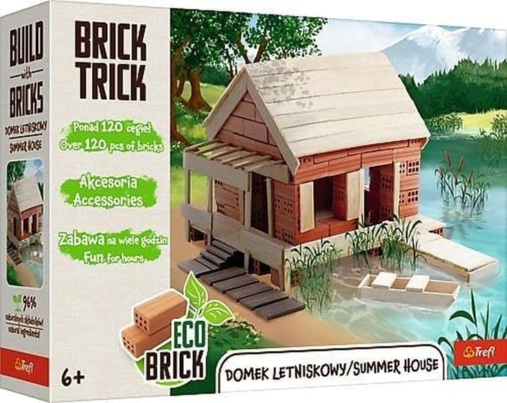 Brick Trick Trefl Summer House - Building with Bricks, Eco Bricks, 120 Building Blocks, Reusable, Creative Set for Children from 6 Years