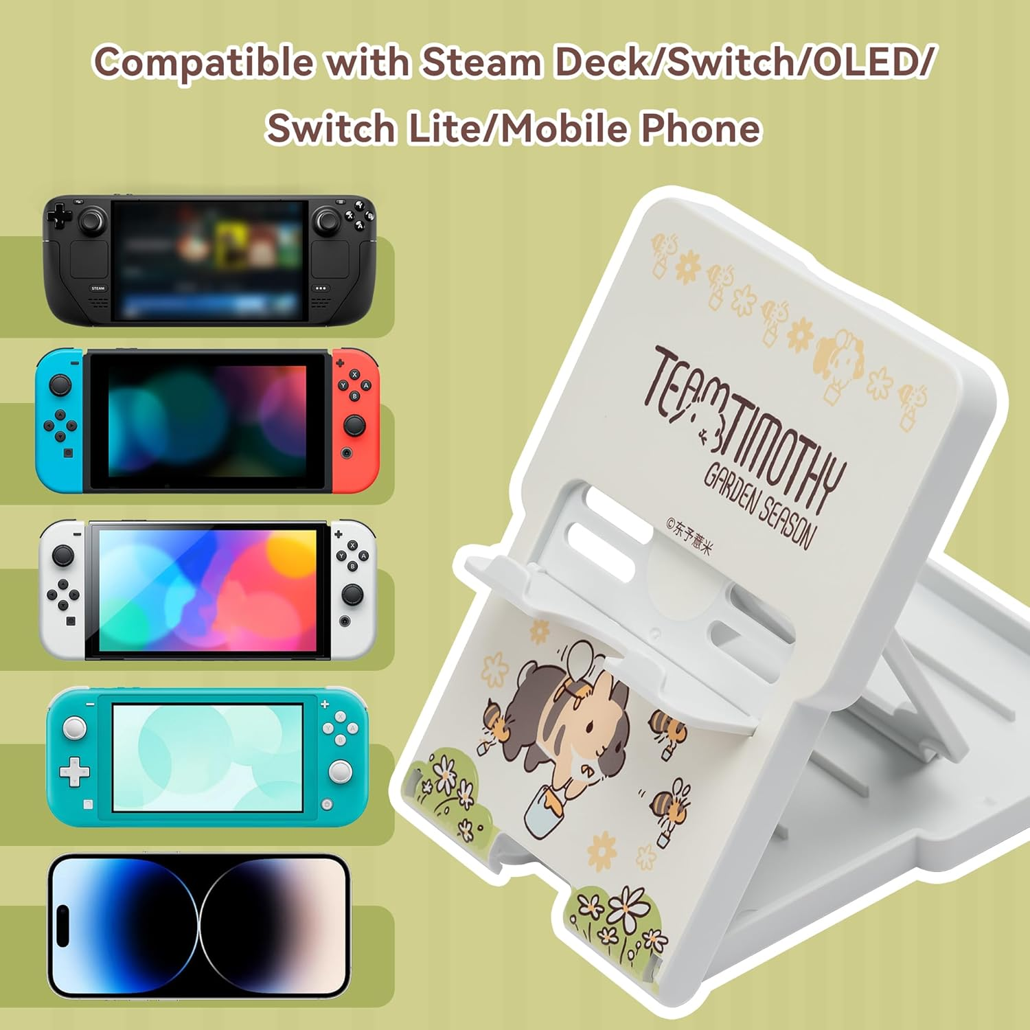 Geekshare Switch Stand, Angle Adjustable Playstand Compatible with Switch/Oled/Switch Lite, Portable Foldable Holder Bracket (Team Timothy) image number 4