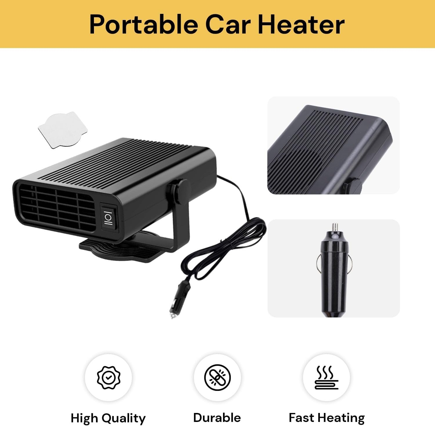EZONEDEAL Universal Portable 12V Car Heater | Fast Heating Winter Car Defroster,Windshield Defroster | 360 &deg; Rotation Cigarette Lighter Defroster for Car image number 4