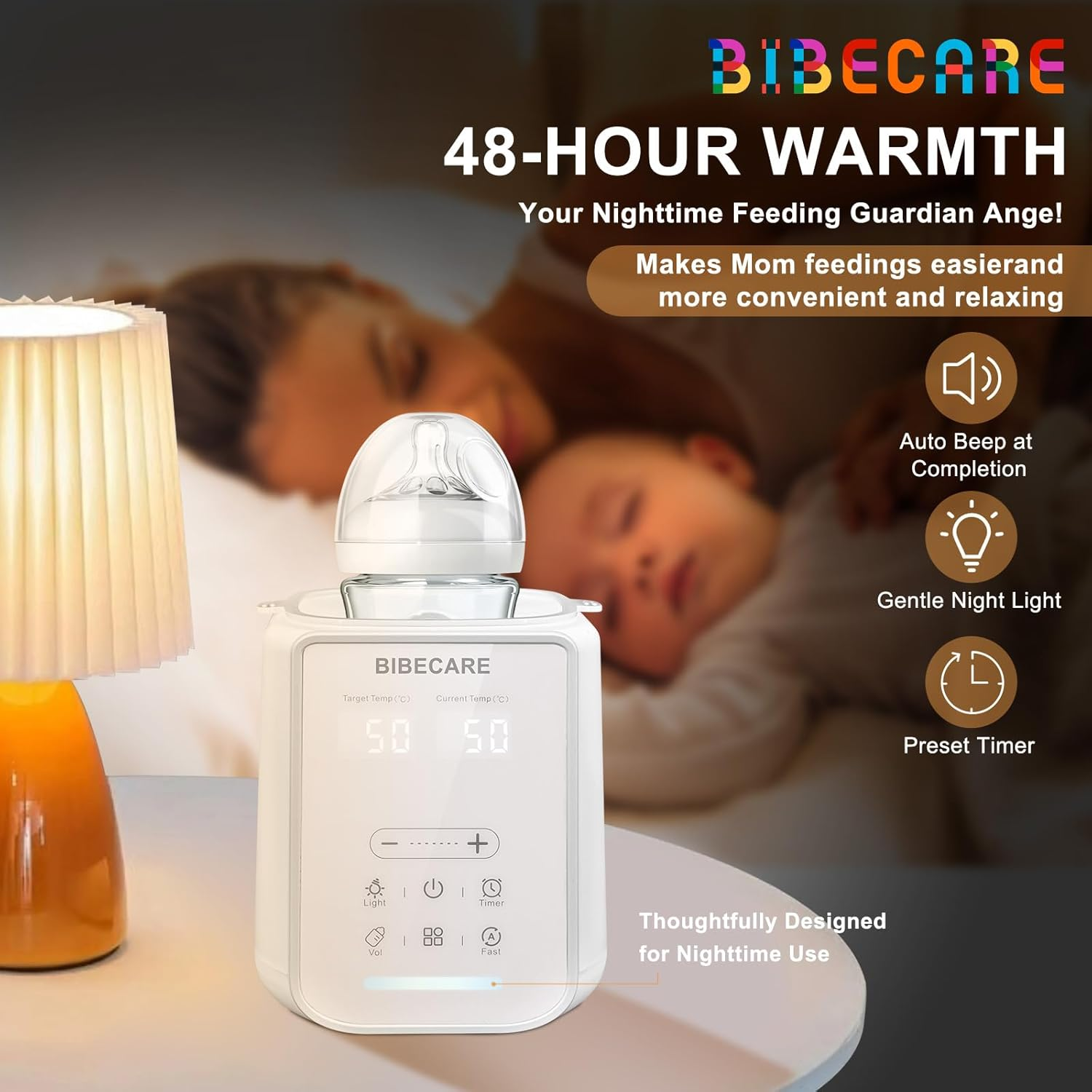 BIBECARE Bottle Warmer, Baby Fast Bottle Warmer for Breastmilk & Formula with Temp Display&Timer Function, Volume-Based Heating for 60ML&ndash;240ML Bottles, Accurate Temp Control, Keep Warm 48H image number 5