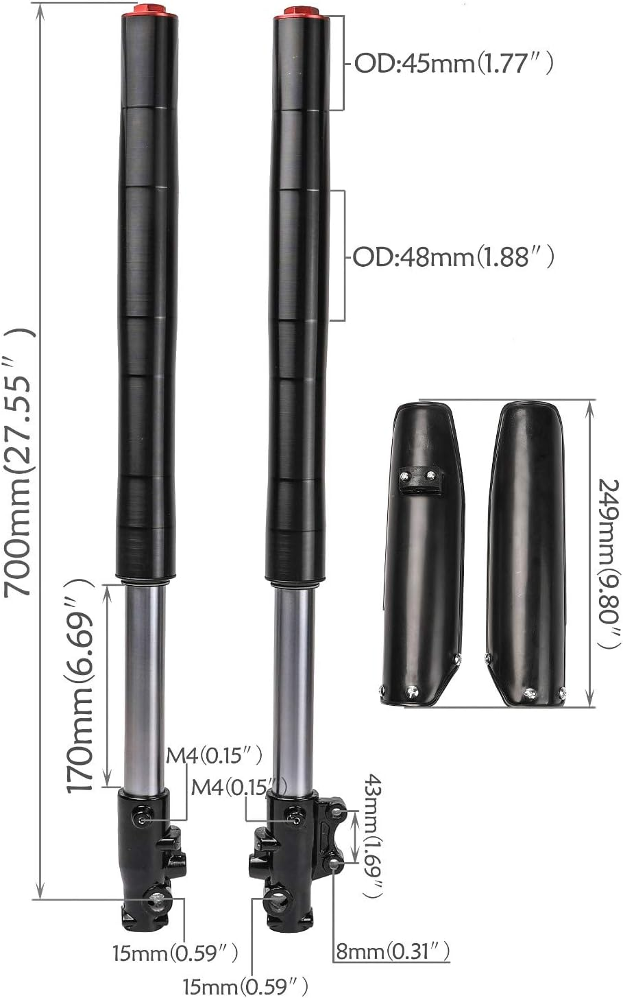 YC Yier Front Forks Shock Triple Assembly Front End + 14" Wheel 60/100-14 Tire and Rim Disc Brake Kit for Pit Dirt Bike Apollo Taotao SSR 70Cc 110Cc 125Cc 140Cc Motocross image number 2