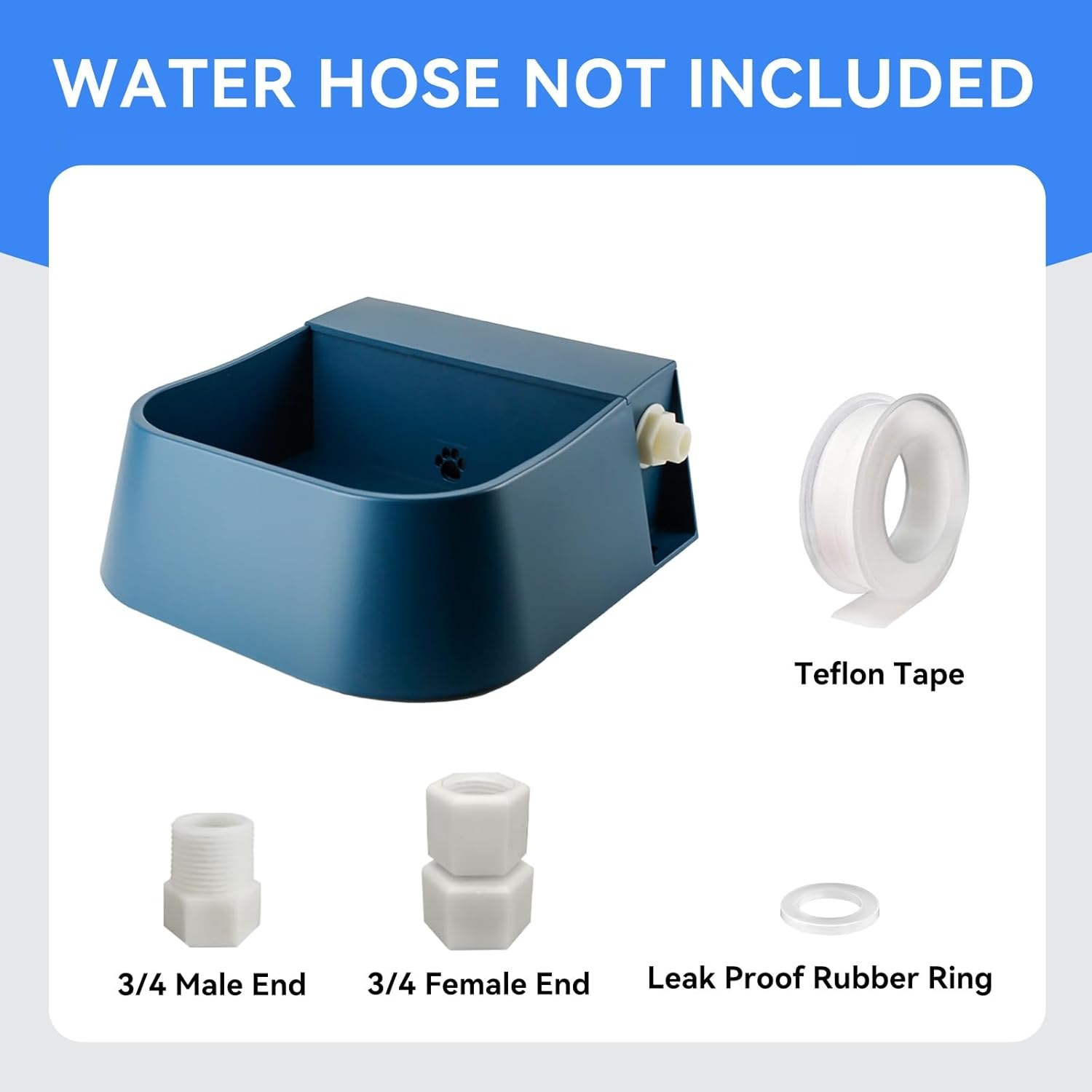 PETLESO Automatic Dog Water Dispenser, 2L Dog Water Bowl Automatic Waterer for Dogs Cats Chicken Birds Goats, Outdoor Animals Refill Pet Water Trough, Blue image number 4