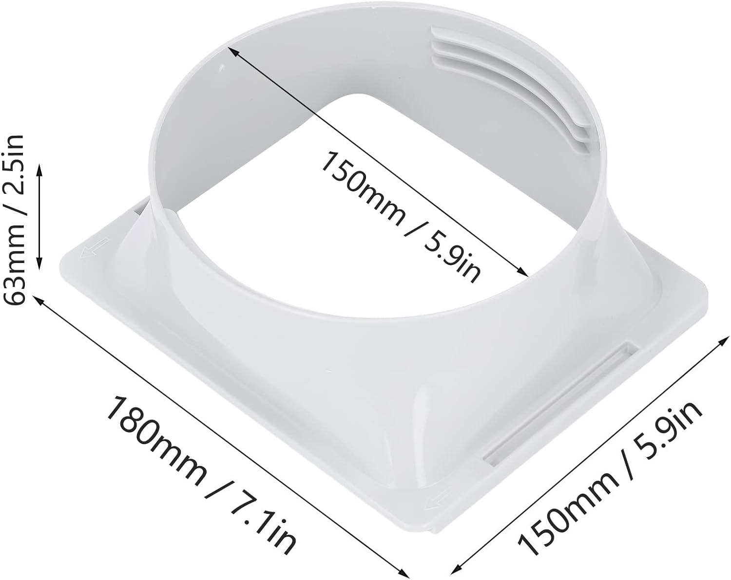 Air Conditioner Exhaust Hose Coupler, 5.9In Portable AC Unit Tube Connector, Square to round Air Conditioning Extension Accessories for Clockwise and Counter Clockwise Thread Hose
