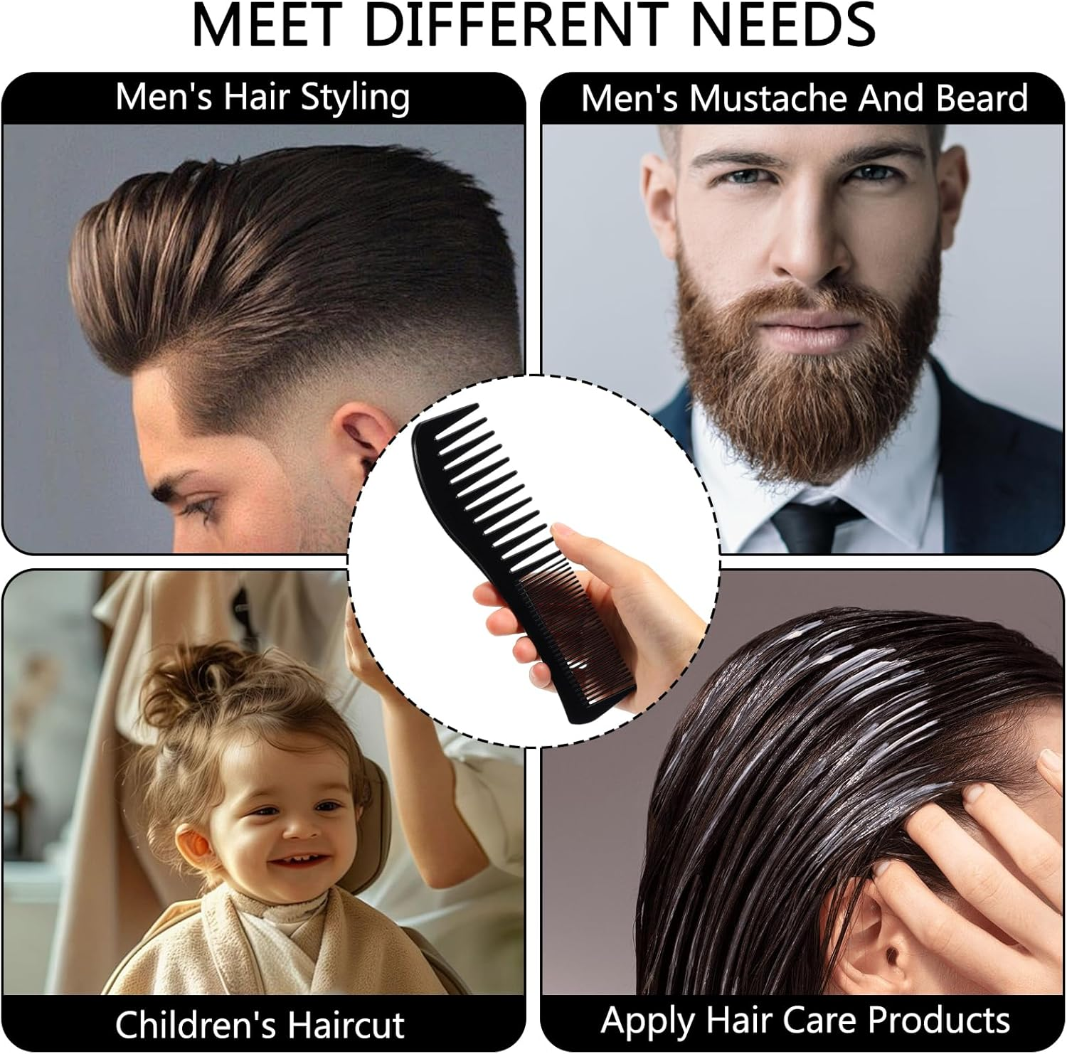 Detangling Hair Comb for Women Double Tooth Hair Comb with Wide and Fine Teeth Shower Combs for Wet Curly Hair Style Hair Care Comb Barber Comb for Thin Thick Curly Straight Hair for Women Men image number 6