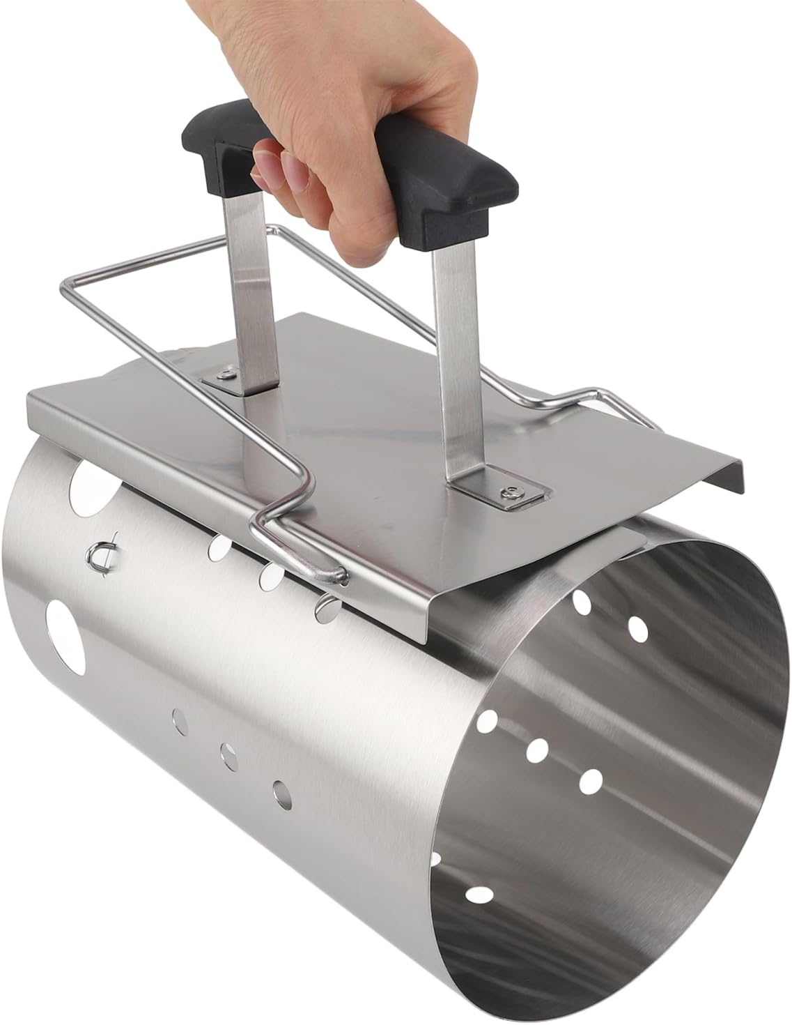 Chimney Starter, Stainless Steel Heavy Duty Charcoal Chimney Starter Portable BBQ Grill Fire Starter Sturdy and Easy to Use BBQ Rapid Fire Starter Tool for Grills Outdoor Camping