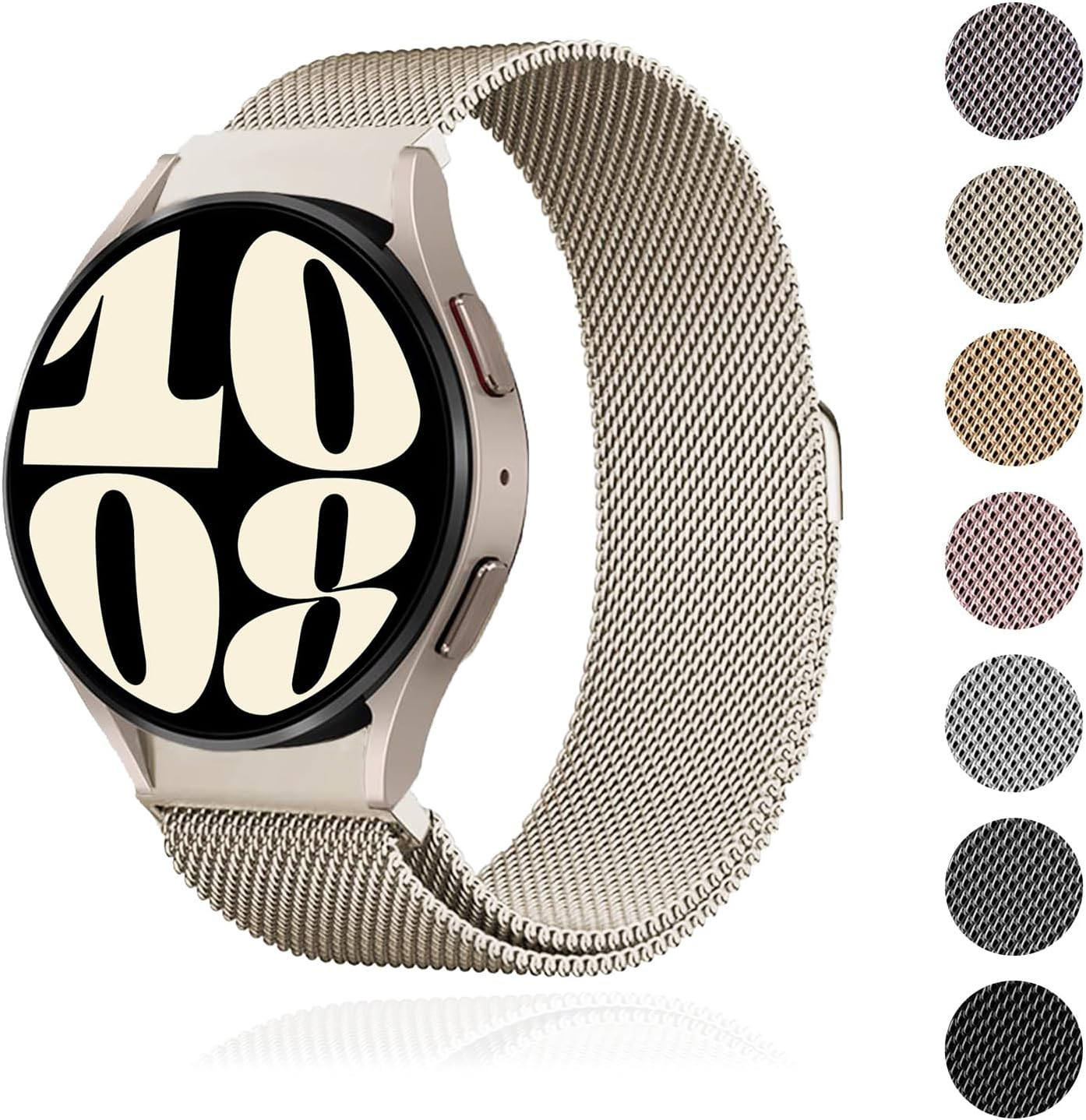 Milanese Band for Samsung Galaxy Watch 7/FE/6/5/4 40Mm 44Mm/Galaxy Watch 6 Classic 47Mm 43Mm/Galaxy Watch 5 Pro 45Mm/4 Classic 46Mm 42Mm Women/Men,Mesh Magnetic Loop Strap,No Gap Metal Correa image number 1