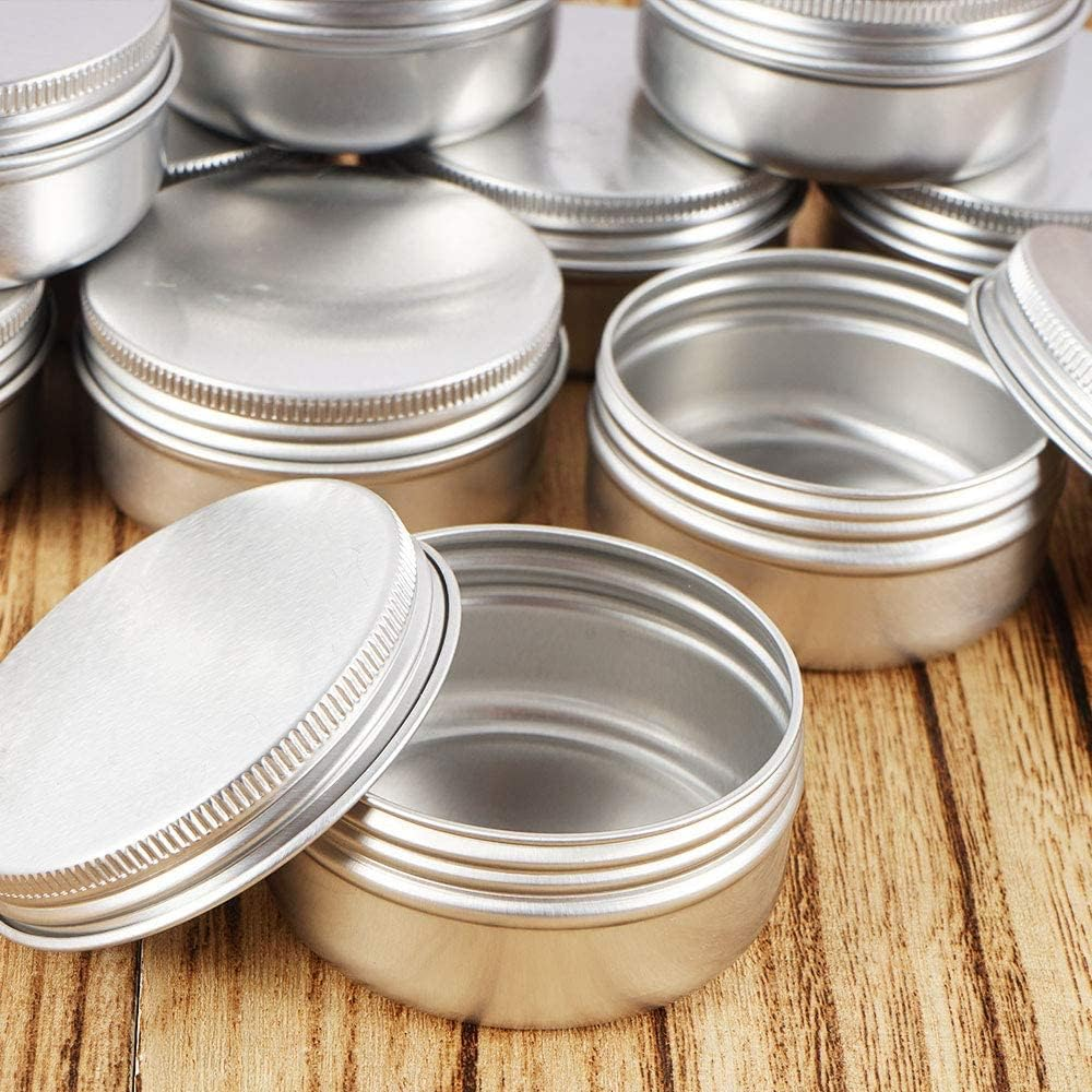 10 PCS 50Ml Aluminum Tin Jars round Metal Cosmetic Containers with Lids Screw Top Metal Cans Sample Pots for Lip Balm,Cream,Sample,Candy,Jewelry,Diy Crafts image number 2