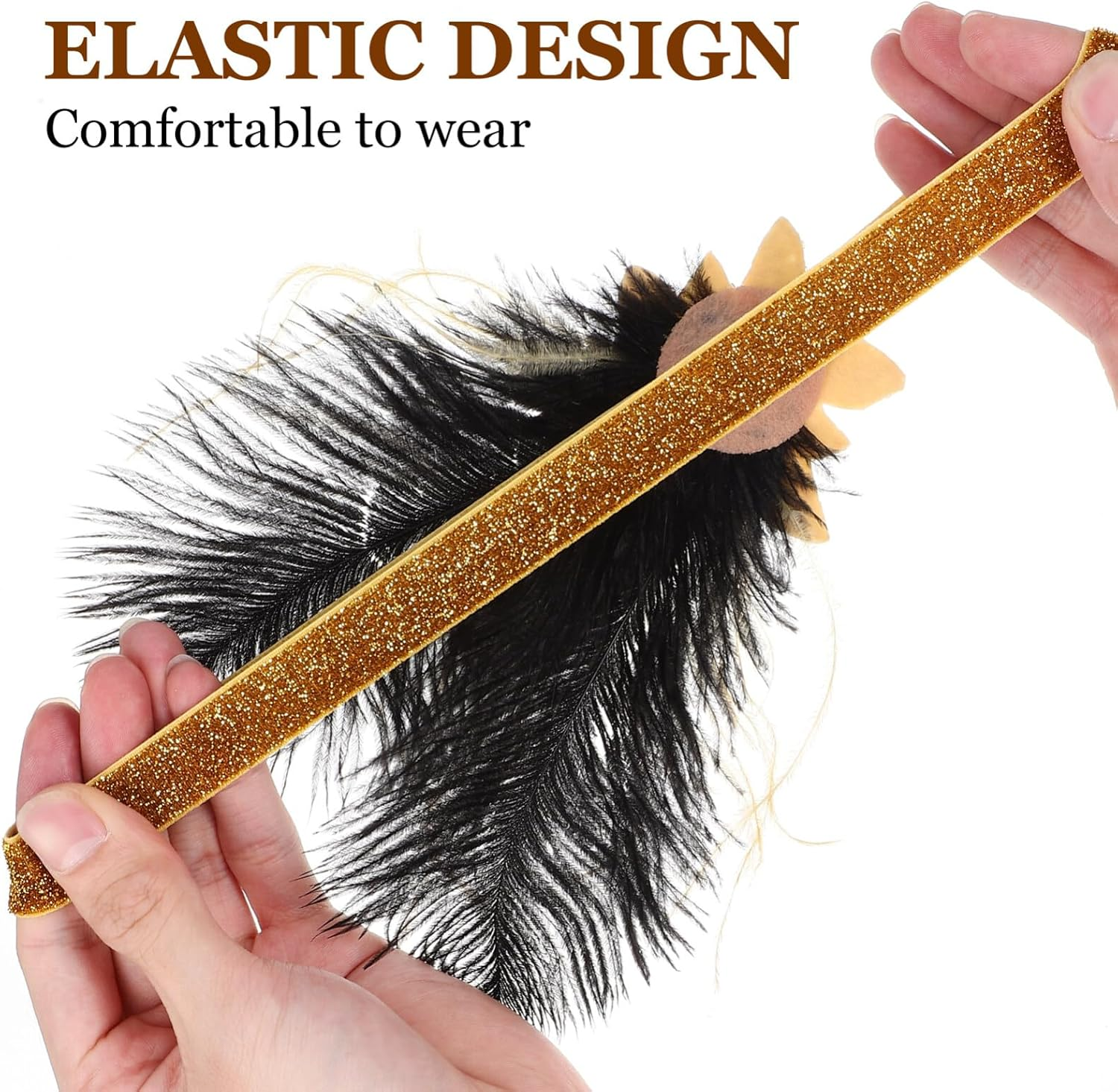 FRCOLOR Vintage Style Sequin Headband Gold Fascinator Women'S Elastic Headwear for 1920S Theme Events