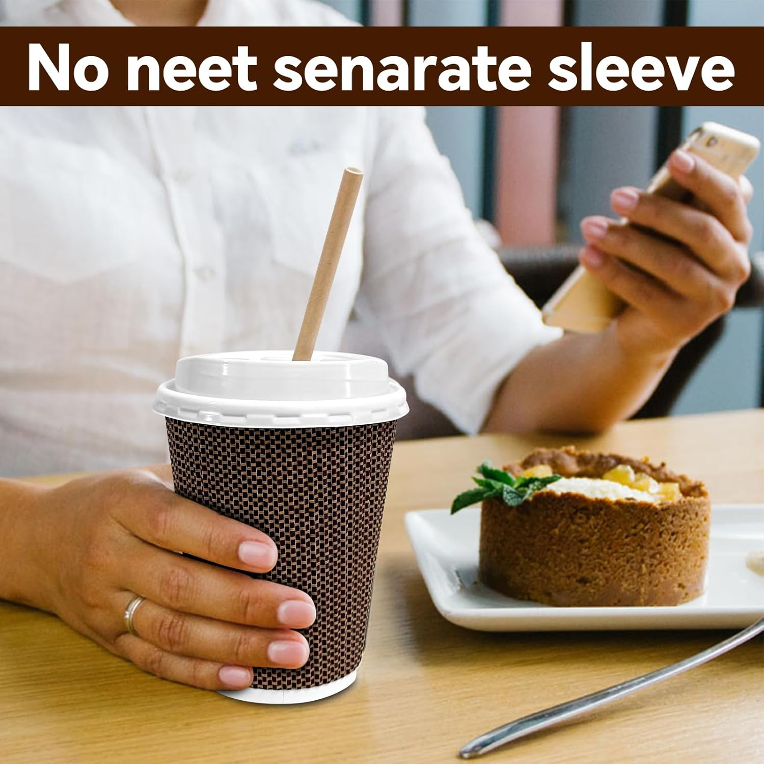 50Pack 12Oz Disposable Paper Cups, Leakfree Triple Wall Coffee Cups with Lid and Straws, to Go Paper Coffee Cup for Coffees,Tea,Chocolate,Hot Cold Drink, Ideal for Home,Parties,Weddings image number 5