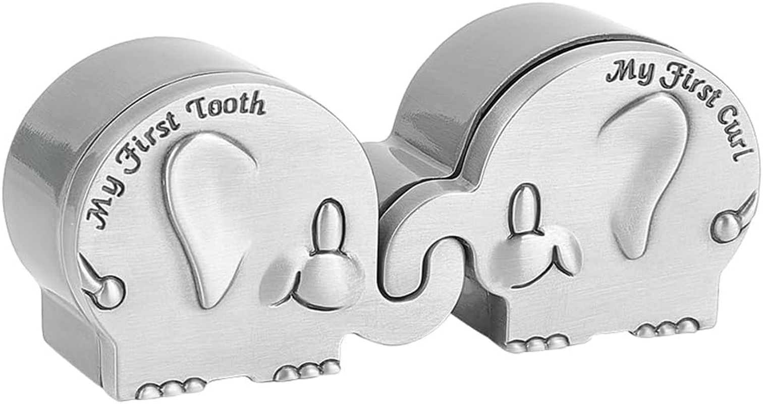 FINGERINSPIRE 2Pcs My First Curl and My First Tooth Keepsake Box Antique Silver Tooth Collection Organizer Holder My First Curl and Tooth Keepsake Box Set for Babies to Keep the Childhood Memory