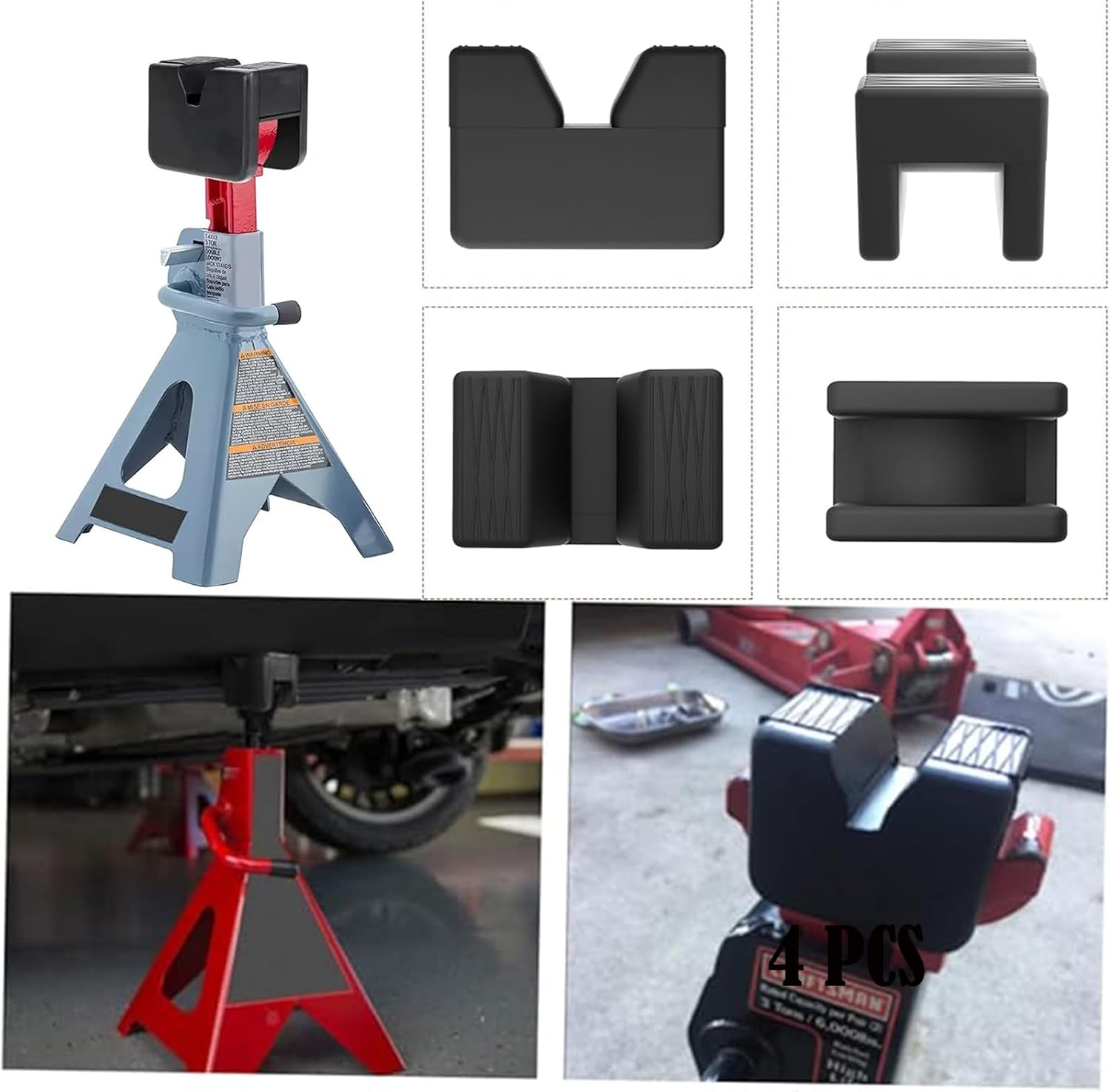Universal Car Lift Jack Stand Pads &ndash; Heavy Duty Rubber Pads for Jack Stand Support, Floor Jack, Anti-Slip Rail Slotted Pads &ndash; Compatible with Sedan, SUV, Trucks & More &ndash; Durable Repair Tools (8 PCS) image number 3
