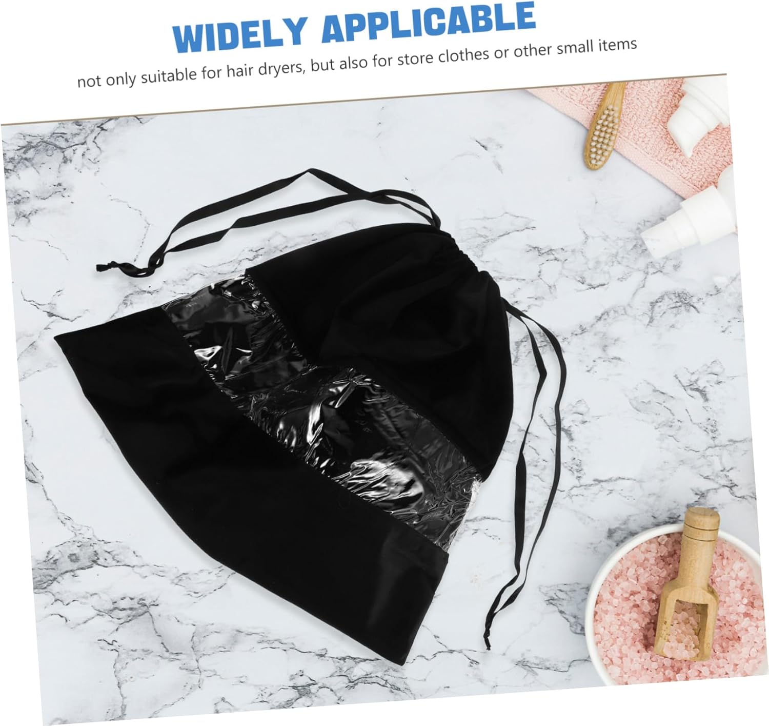 LOLIPPYY Portable Drawstring Hair Dryer Bag Lightweight Velvet Dustproof Storage Pouch for Travel and Home Multi Functional Organizer for Curling Tools Shoes and Small Items image number 6