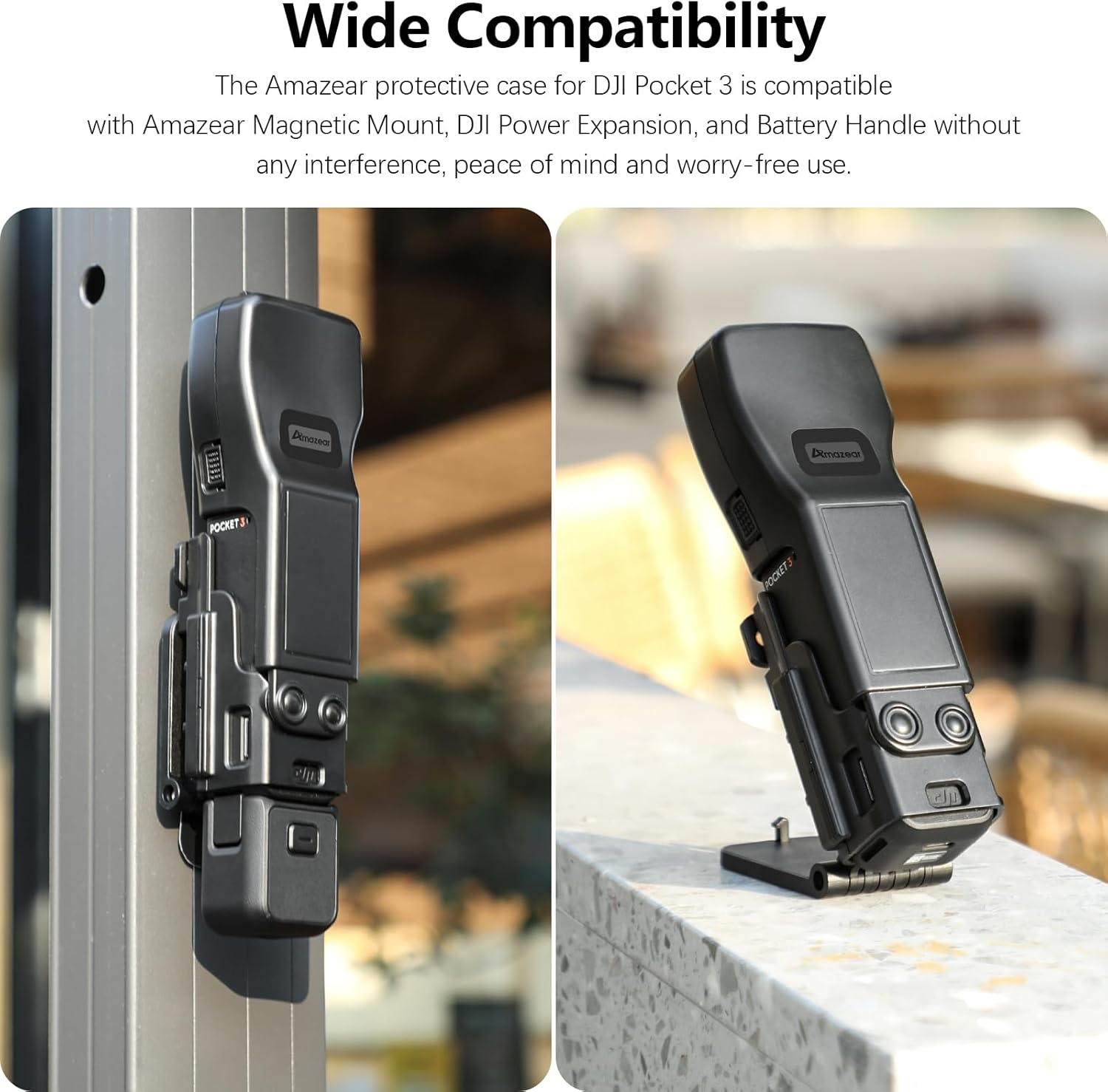 AMAZEAR Gimbal Screen Protective Cover for DJI Osmo Pocket 3 Accessories,Dji Pocket3 Camera Lens Cap Hard Case with Soft Lining, Compact Design, Quick Open/Close, Black image number 5