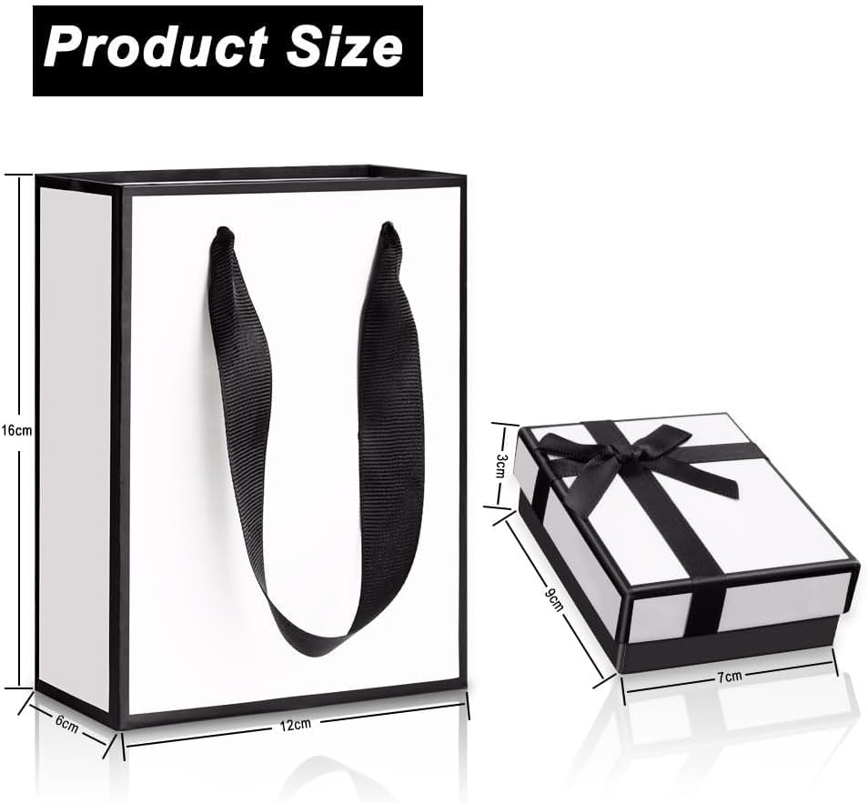 OSYLICT Small Gift Box and Gift Bag,9X7X3Cm Jewellery Case and Paper Bag,Bow-Knot Boxes with Lid for Rings Earrings Necklace Bracelet,For Weddings Birthdays Christmas image number 1