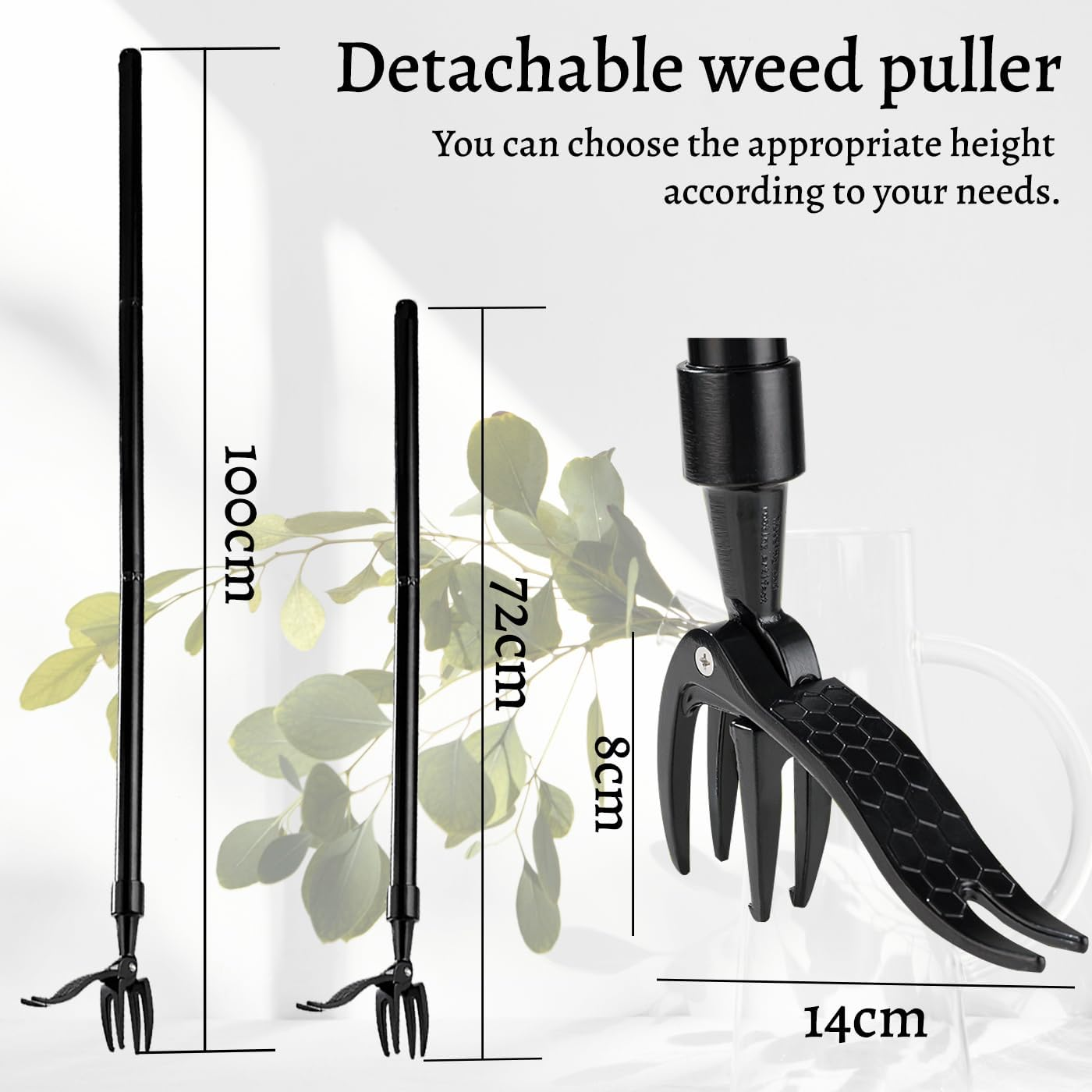 Weed Puller Tool,Stand up Weed Puller,Detachable Weed Puller,Weed Puller Tool with Long Handle,Garden Weeder Tool,4 Claw Stand up Weeder, Weeding Tool for Dandelions Root image number 1