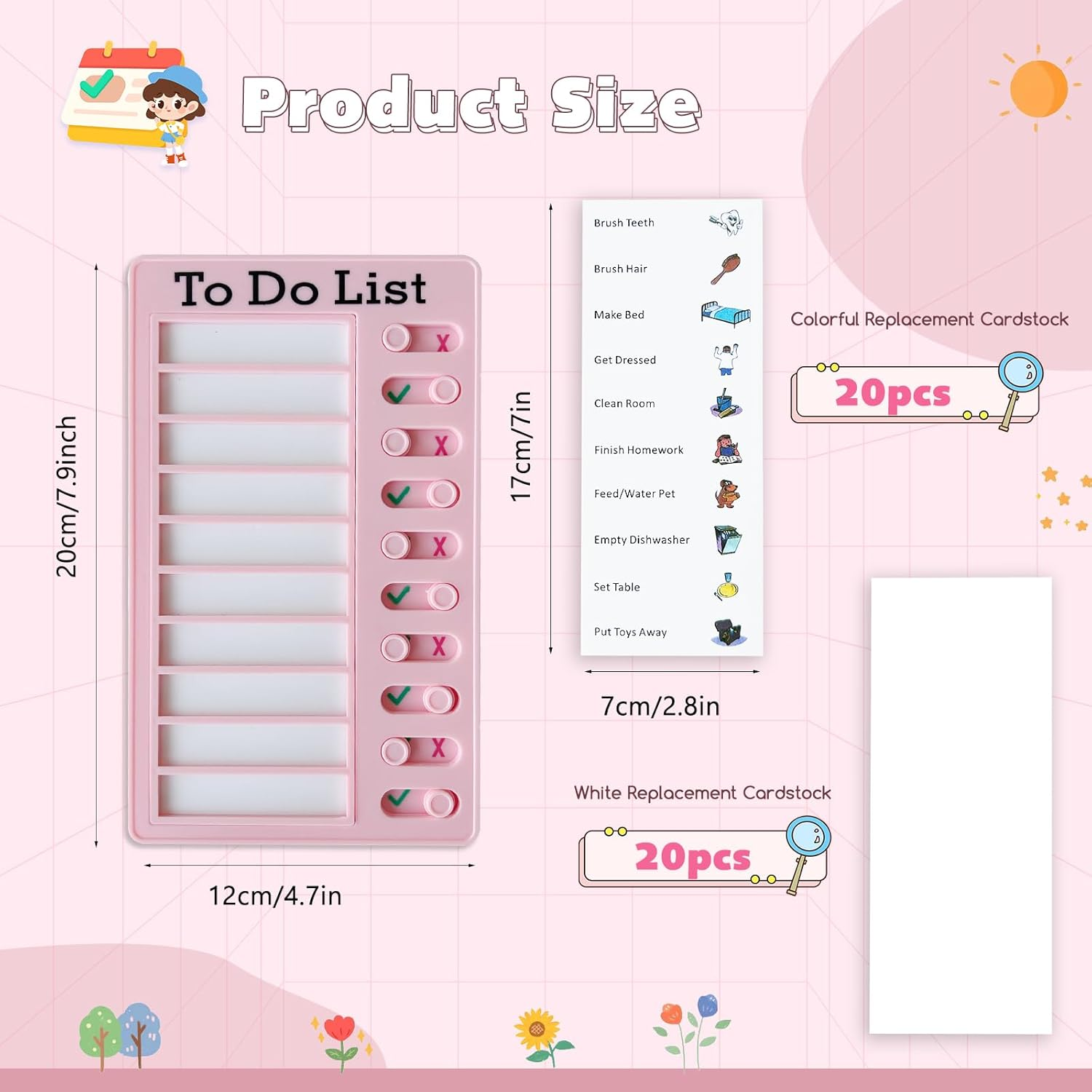 Chore Chart for Kids Multiple Kids, 4 Pcs Plastic Checklist Board Reusable to Do List with 40 Detachable Cardstock, My Chores Slider Chart for Daily/Morning/Bedtime Routine Planning image number 3