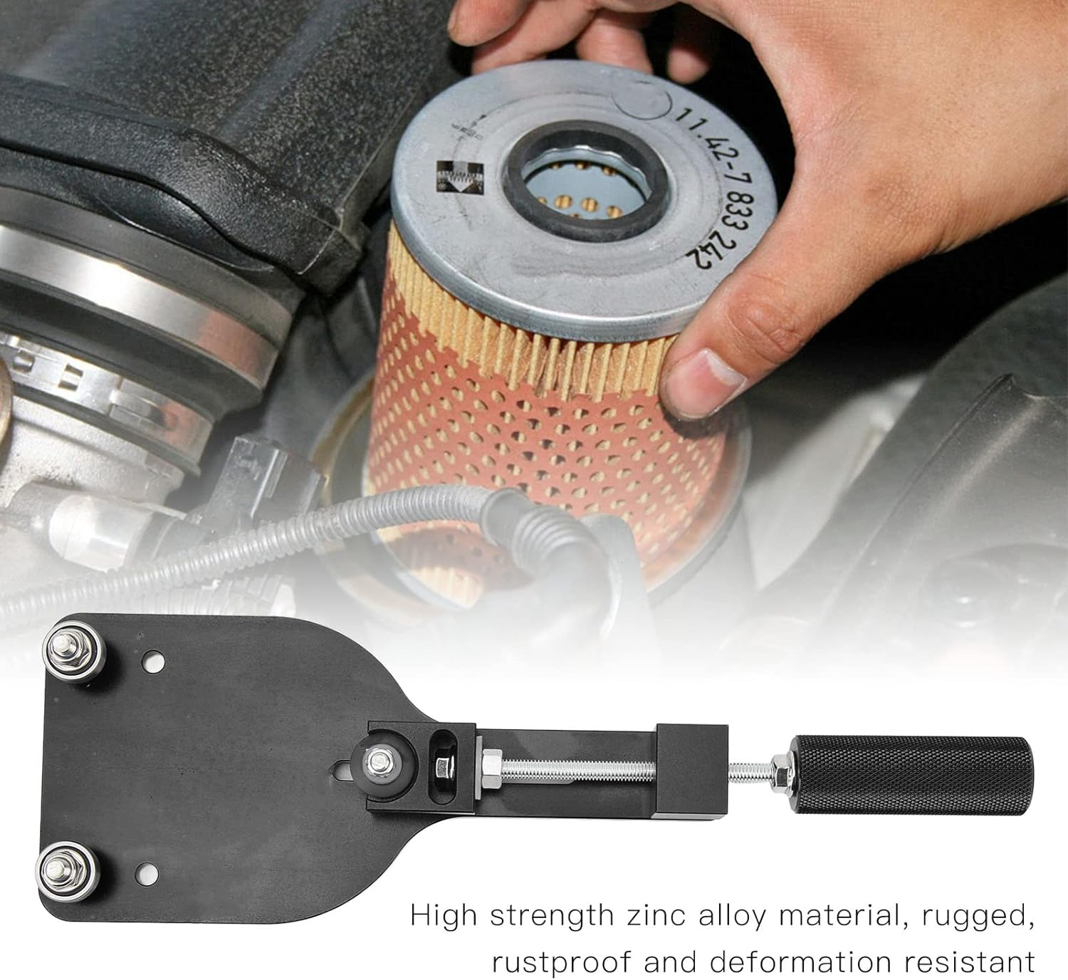 Longacre 52 77750 Oil Filter Cutter, Zinc Alloy One Piece Design, 2-3/8In to 5In Cutting Range, Efficient Tool Oil Filter Opener with anti Slip Handle for Maintaining Vehicle for Automotive Engines image number 1