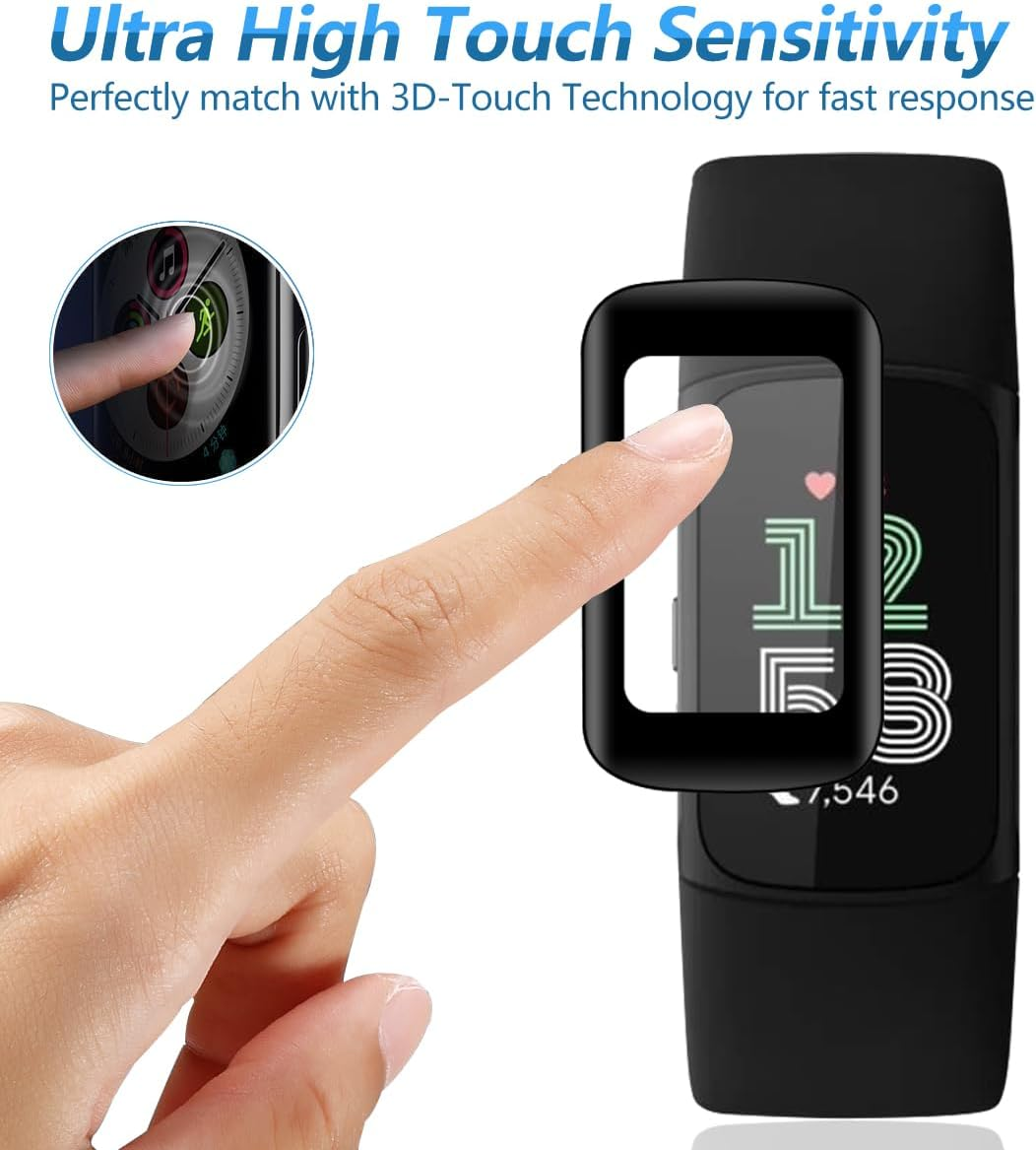 Rnnmeeko Pack of 3 Screen Protectors for Fitbit Charge 6, Protective Glass for Fitbit Charge 6, Tempered Glass, Ultra HD Clear for Fitbit Charge 6, Tempered Glass Film, 3D round Edge Screen Protector image number 1