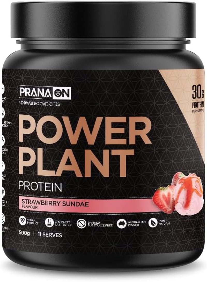 Pranaon Power Plant Protein Strawberry Sundae Flavour Supplement 1.2 Kg