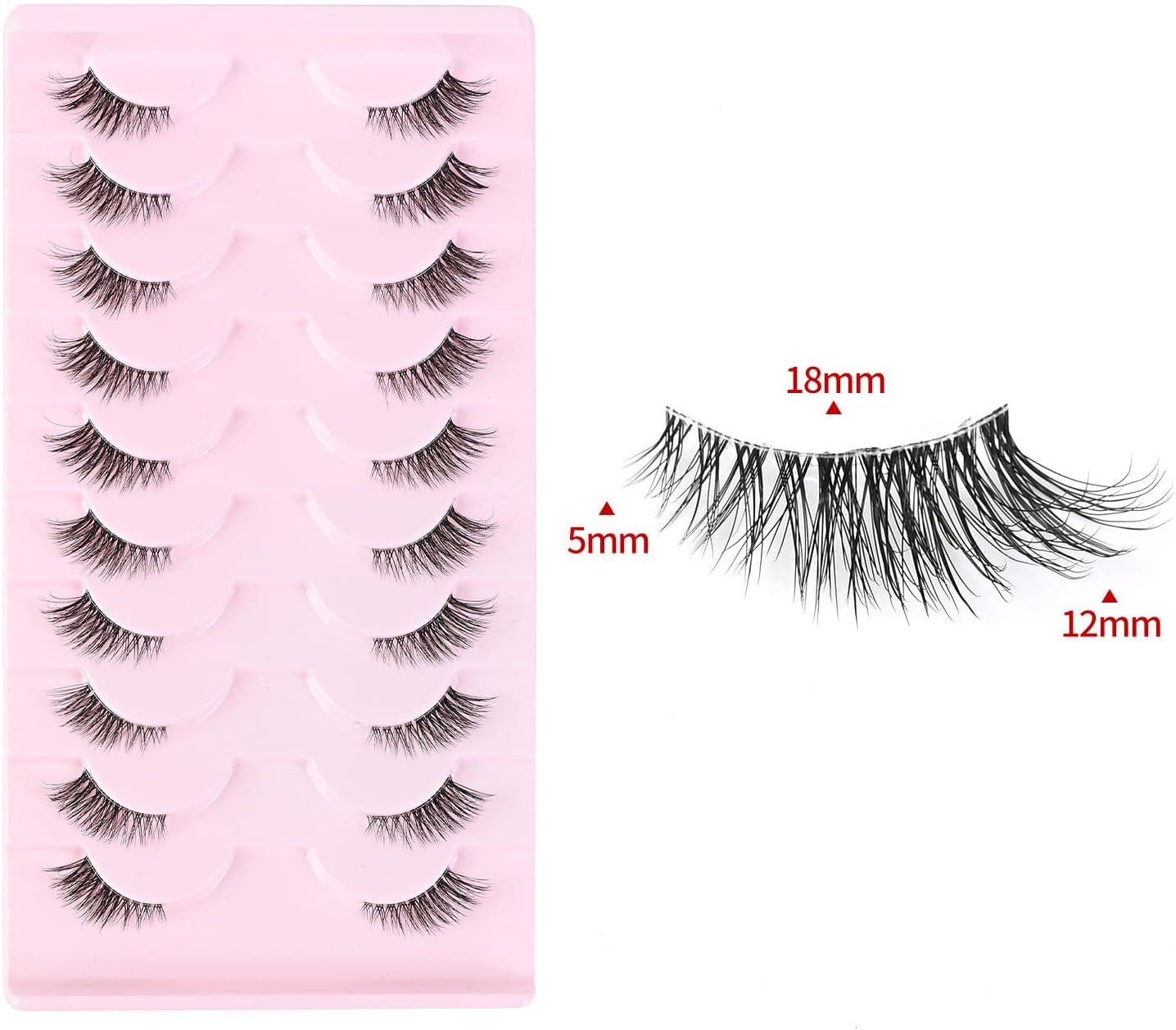 YPYMOD 10 Pairs Half Eyelashes Natural Artificial Cat Eye Clear Band Half Cat Eye Fluffy False Natural Fake Lashes 18 Mm image number 1