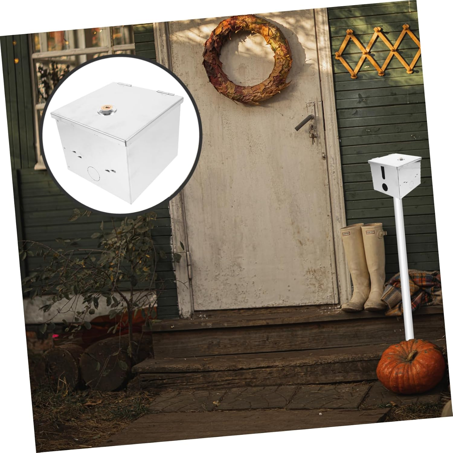 Metal Outlet Box Lock Outdoor Socket Box Stainless Steel Construction Theft Weatherproof image number 4