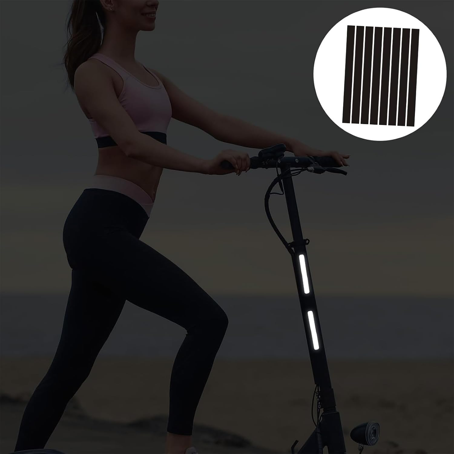 Fokmuaex Black Reflective Stickers - High Visibility Safety Decals, Waterproof Self-Adhesive Reflective Tape for Helmet, Motorcycle, Car, Bike, Laptop, DIY Warning Decor (Length 15 Cm) image number 5