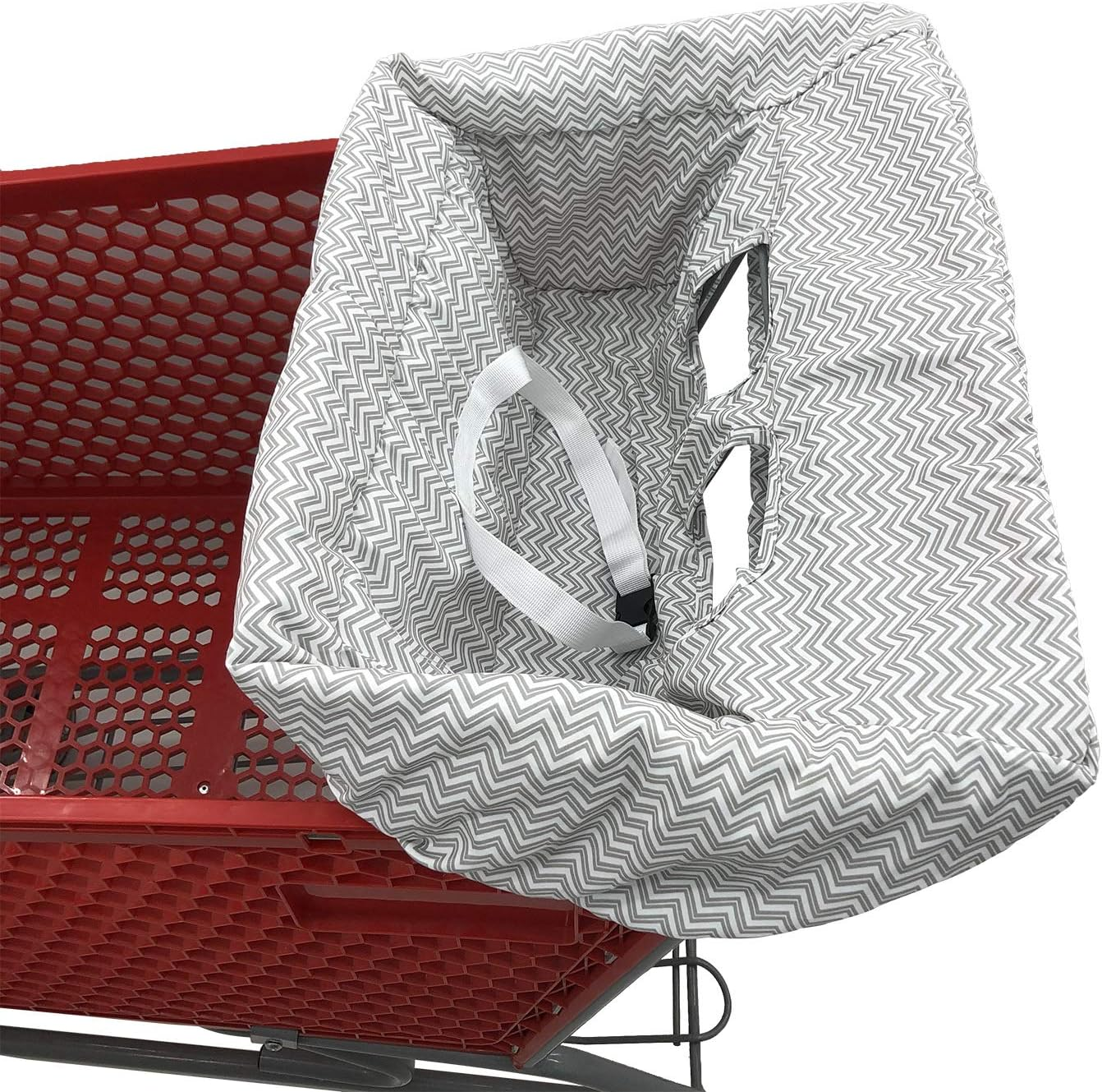 Portable Shopping Cart Cover | High Chair and Grocery Cart Covers for Babies, Kids, Infants & Toddlers ✮ Includes Free Carry Bag ✮ (Simple Gray Chevron) image number 4