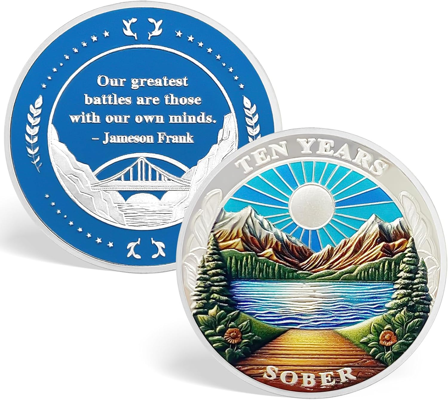 CHURYUML 10 Year AA Coins Ten Year Sobriety Chip Recovery Medallions Alcoholics Anonymous Token Sober Anniversary Gifts for Men and Women Celebrating Sobriety image number 6