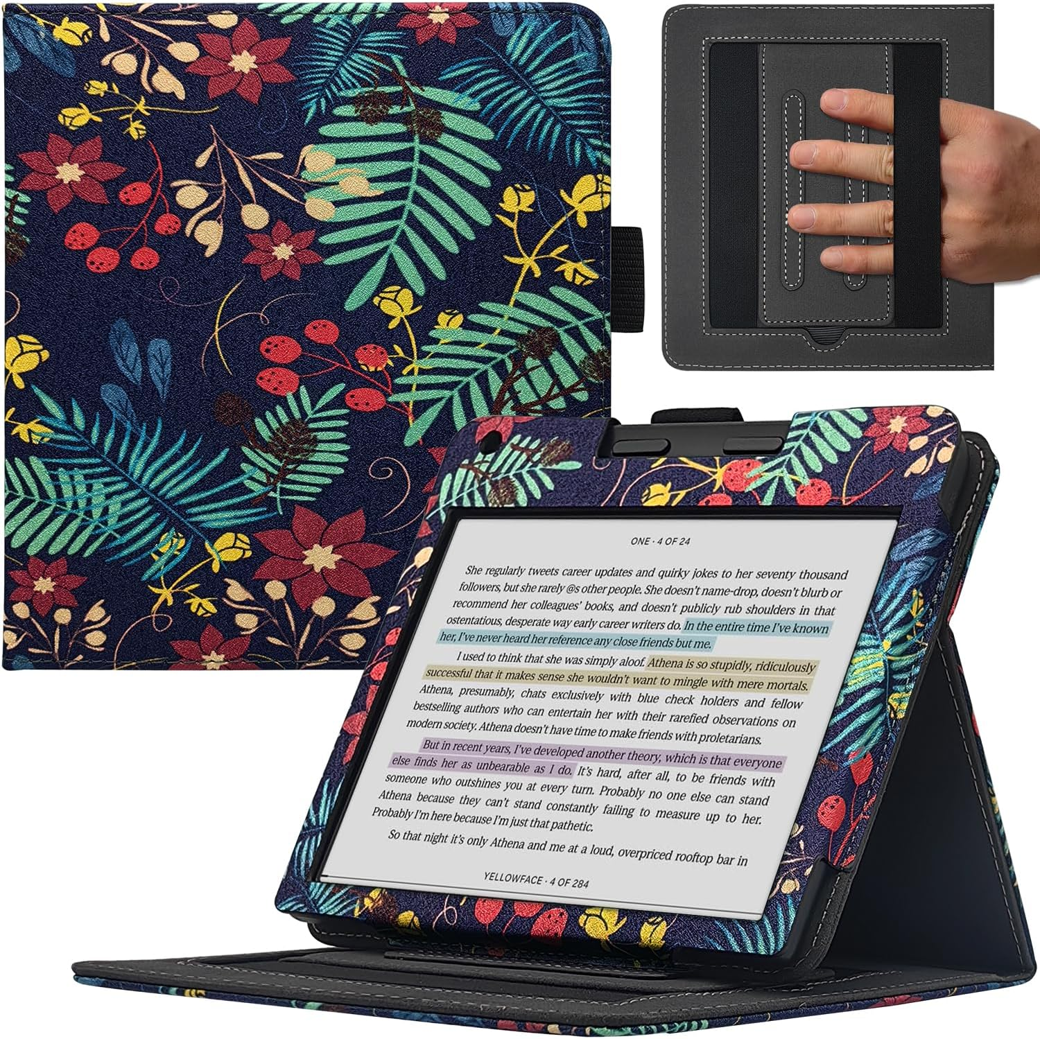 GOVTVA Double Stand Case for 7'' Kobo Libra Colour/Libra 2 Cover with Auto Sleep&Wake/Double Hand Strap/Magnetic Closure Fits Kobo Libra E-Reader (Gentleman Black)