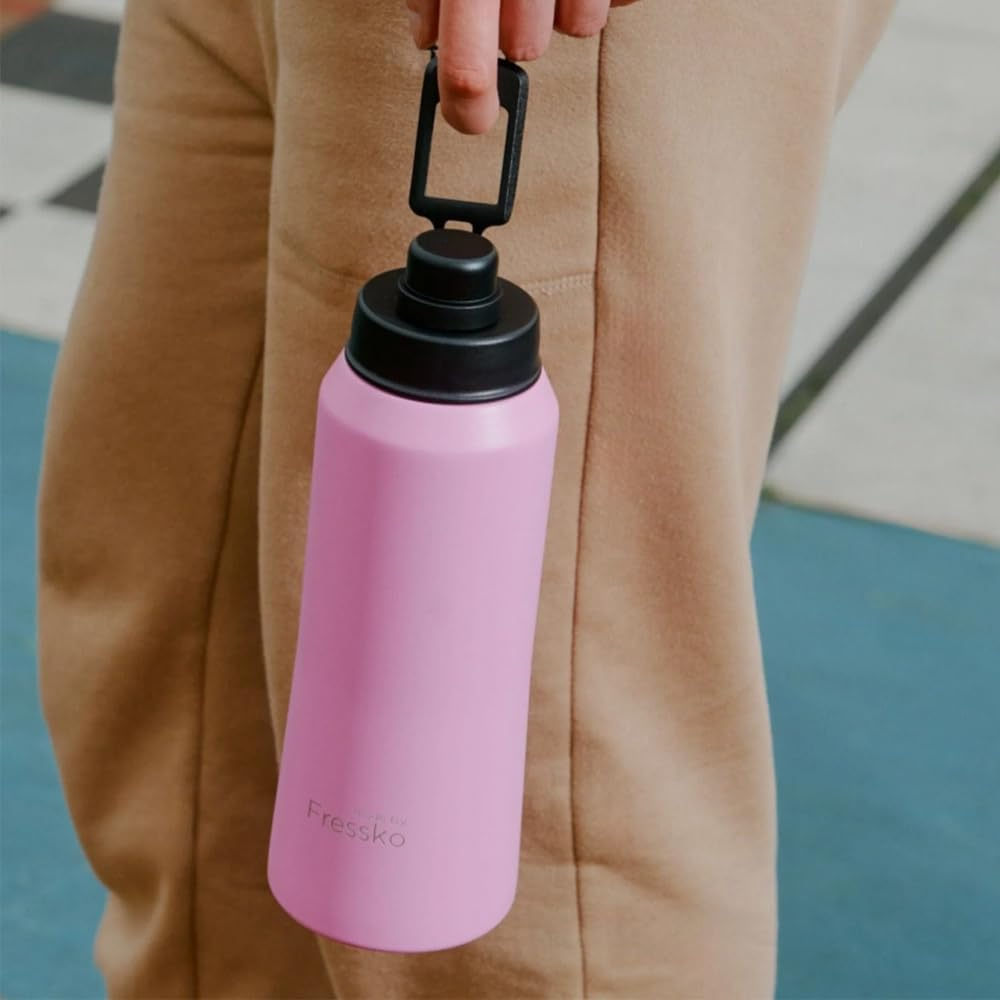 Made by Fressko | Core Wide Mouth Insulated Stainless Steel Water Bottle- Bubblegum | with Sip Lid | 34Oz 1L |Bpa-Free | Leak Proof Lid