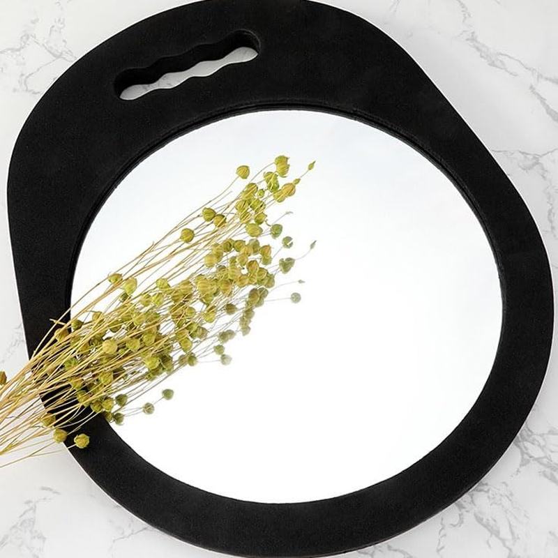 Yeanifeana Black Handheld Oval Mirror with Handle, 18 Cm Salon & Barber Haircut Mirror, Self Cut Mirror, Hair Cutting Mirror, Hand Mirrors with Handle image number 2