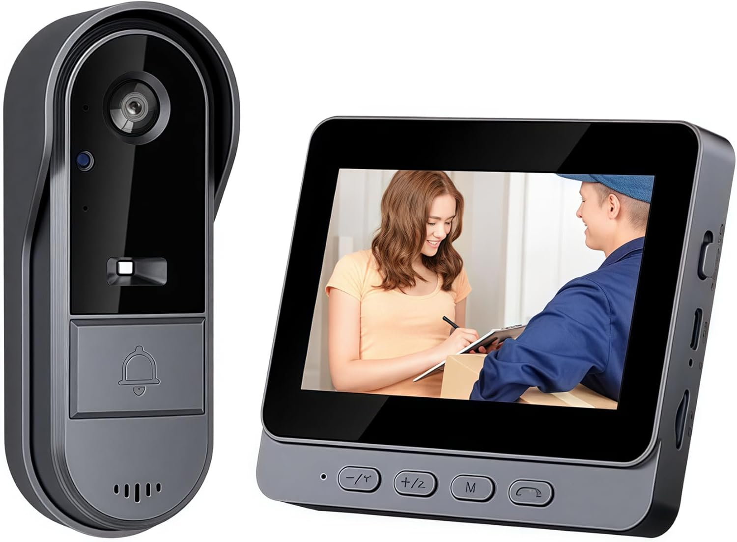 1080P Wireless Doorbell Video Camera, 2-Way Audio Included Chime, Video Doorbell Intercom System with 4.3 Inch Screen, IP66 Waterproof, Indoor Outdoor Surveillance image number 4