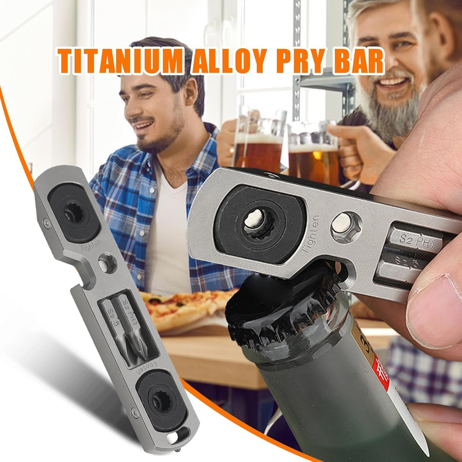 Titanium Pry Bar - Key Chain Pry Bar,Multipurpose Heavy-Duty Tool Wrench for Automotive Repair Firefighting Rescue Compact Lightweight Design image number 4