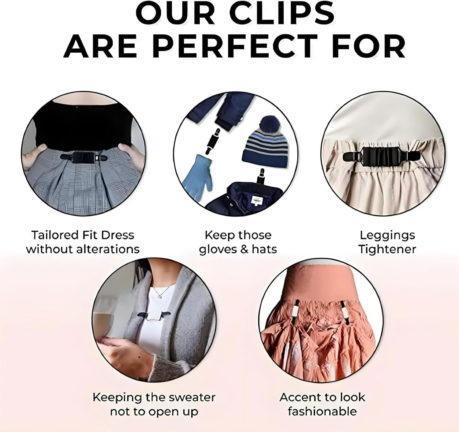 MYTOAU 4PCS Cinch Clip,Sweater Collar Clips Cardigan Vintage Collar Shawl Clips Dress Clips Dress Shirt Brooch Clips Pant Waist Tightener Travel Hat Clips Sweater Clipsfor Women Girl Decor image number 1