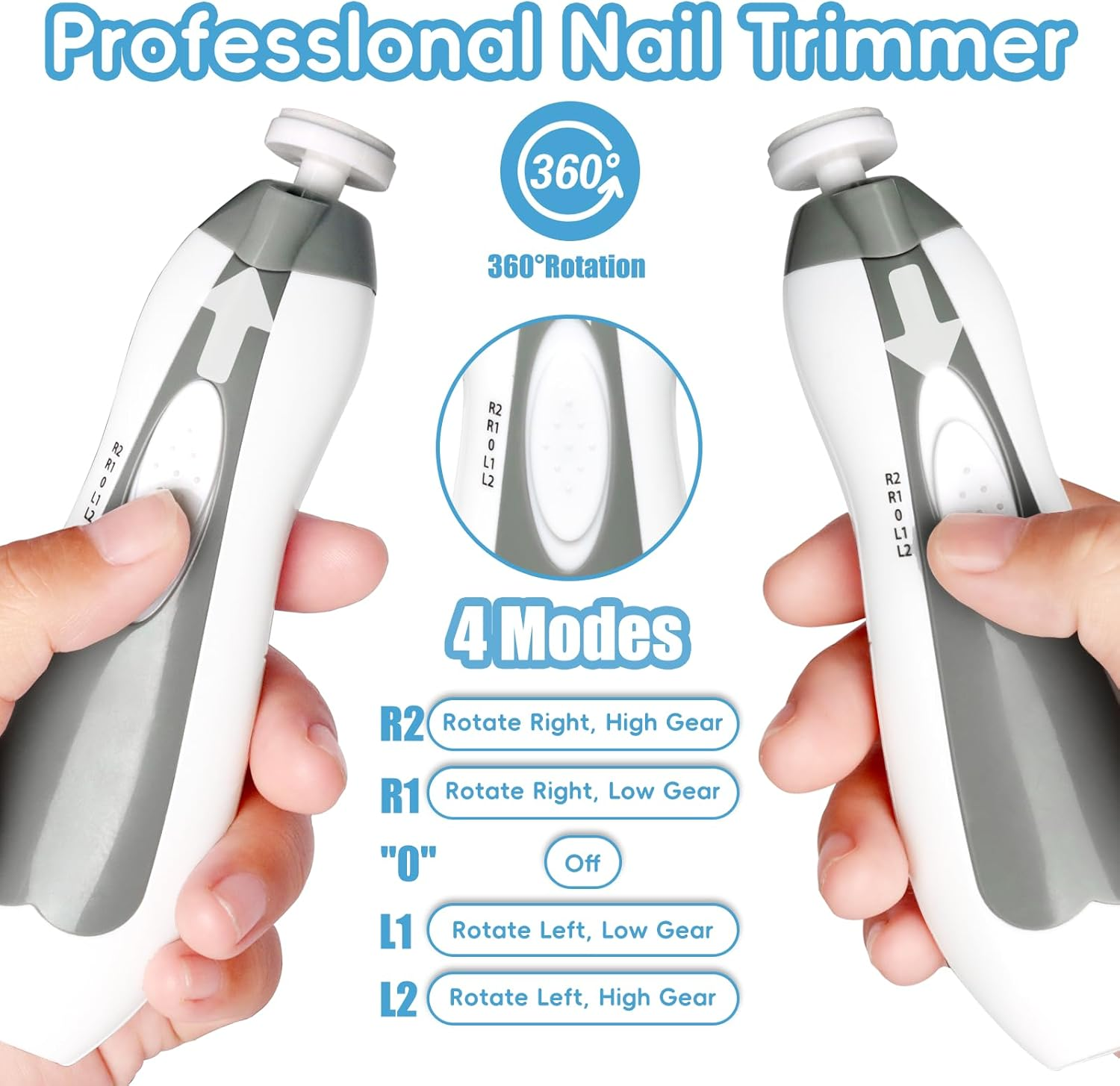 Baby Nail Trimmer Electric, 6 in 1 Baby Nail Clippers, Baby Nail File,Nail File Baby Grooming Kit Manicure Set for Toddler, Newborn or Adults (Grey) image number 5