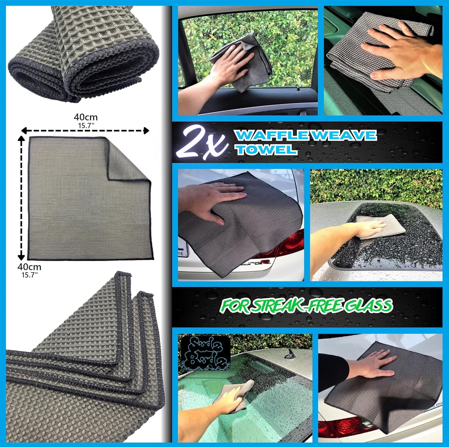 Premium Microfibre Car Wash Kit 8Pcs | Multipurpose Car Wash Mitts, Microfibre Towels Set, Wheel Brush, Detailing Brushes Set. Cleaning Kit for Exterior Washing, Interior Cleaning image number 5