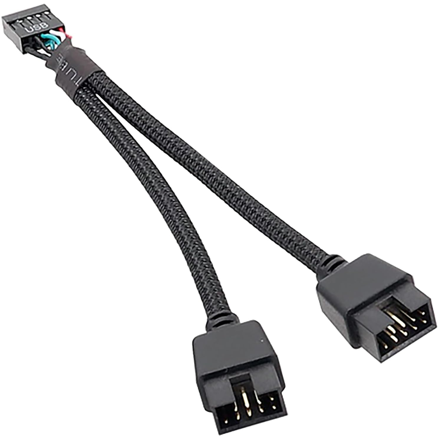 Tunghey 2Pack USB 2.0 9Pin Female to Dual 9-Pin Male Extension Cable,Motherboard 9-PIN USB2.0 Header Splitter Nylon Braided for Computer Internal Motherboard 15Cm image number 4