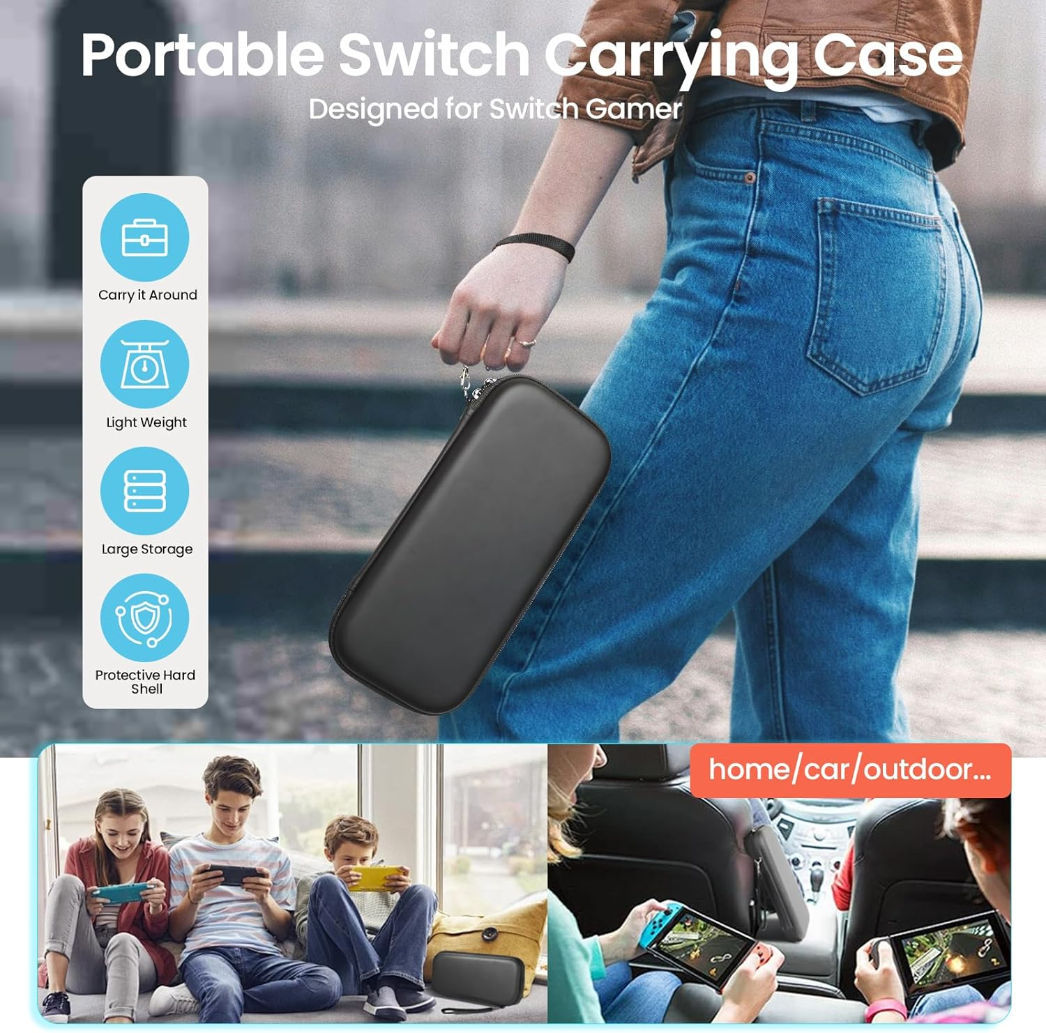 Rsaquar Carrying Case for Nintendo Switch 2 2025 - Shockproof Water-Resistant Hard Shell Travel Storage for Switch 2 & Accessories - Compact with 12 Game Cartridges, Pro Controller Pocket, Black image number 5